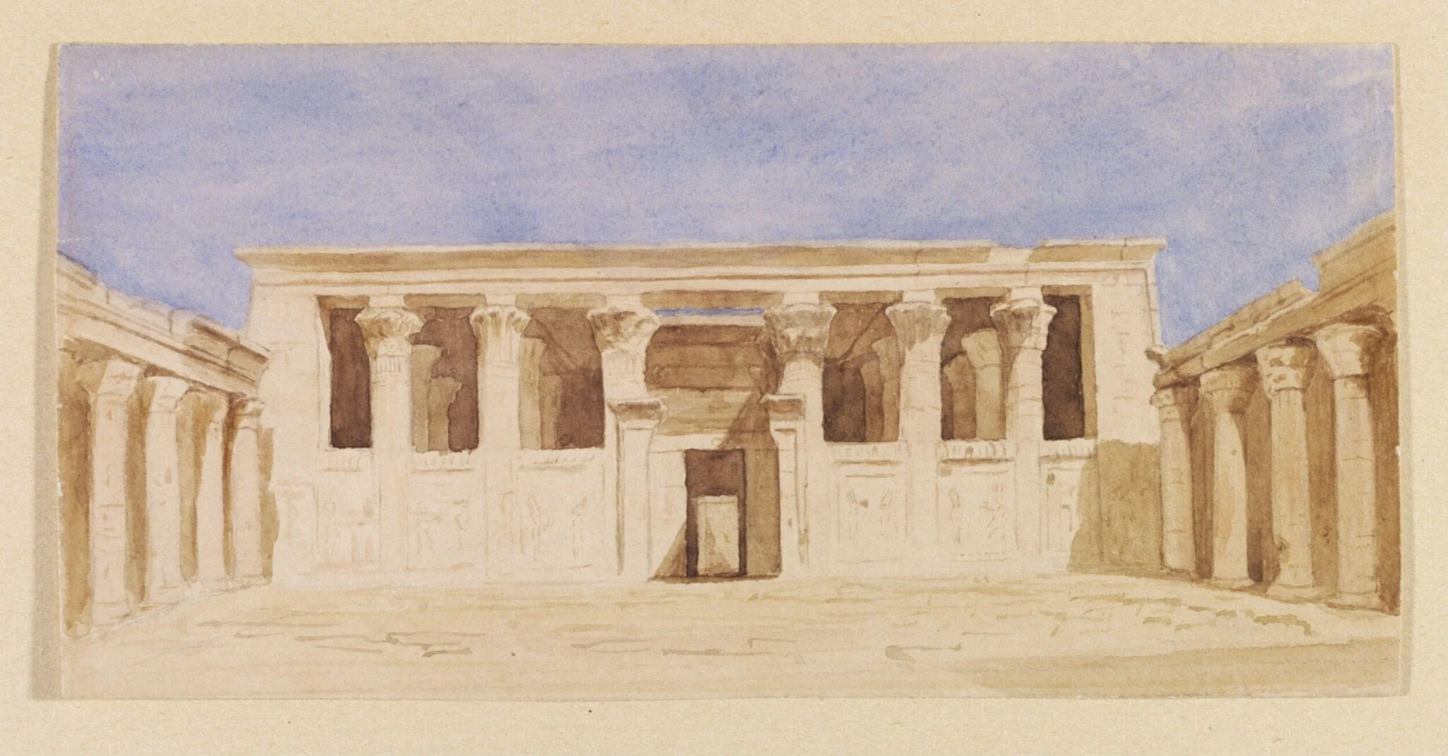Temple of Edfoo, by Oliver Matthew Laton, watercolor, 1860
