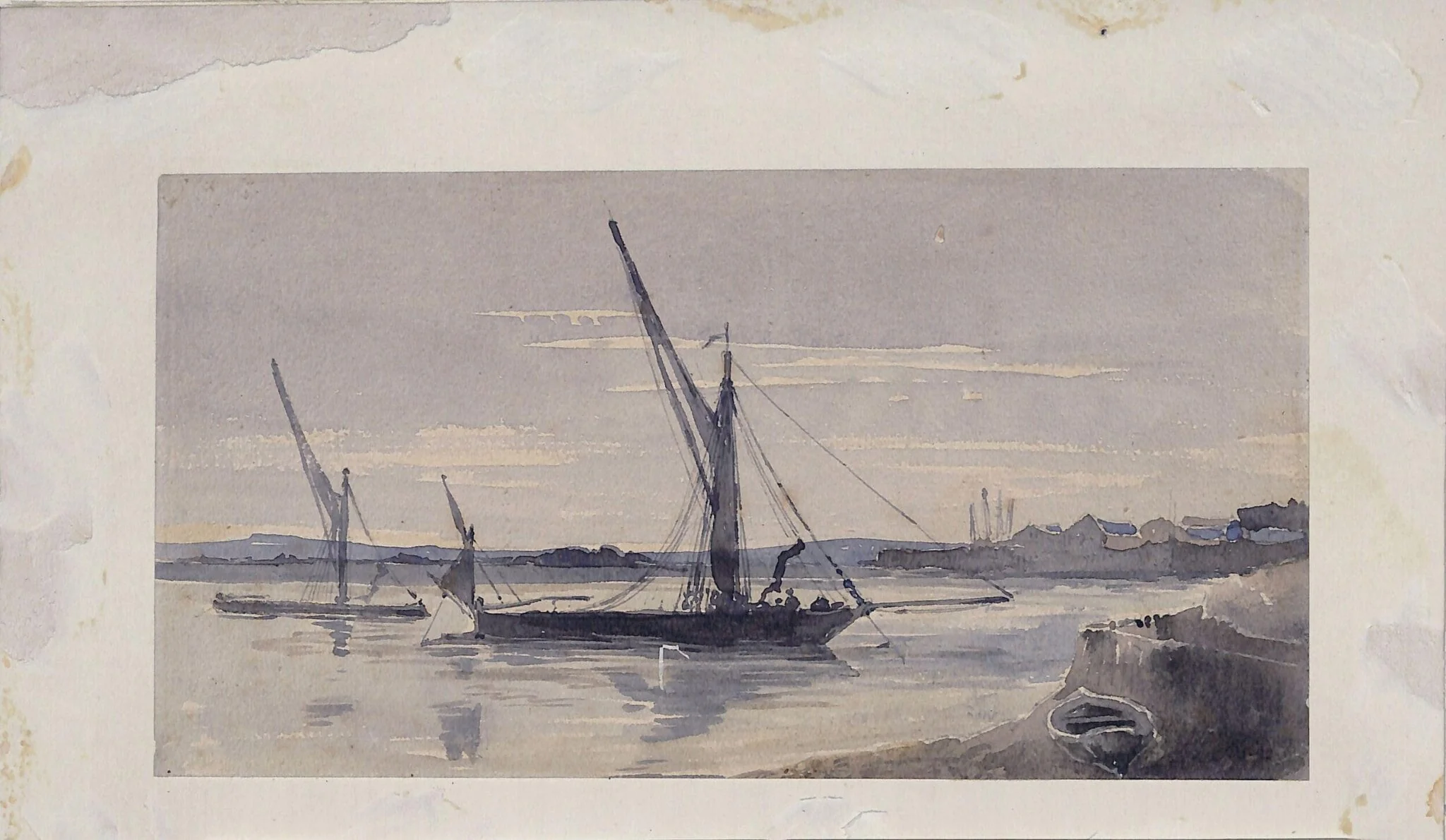 Coast Scene: Sunset, by Giles Firman Phillips, watercolor, 1800
