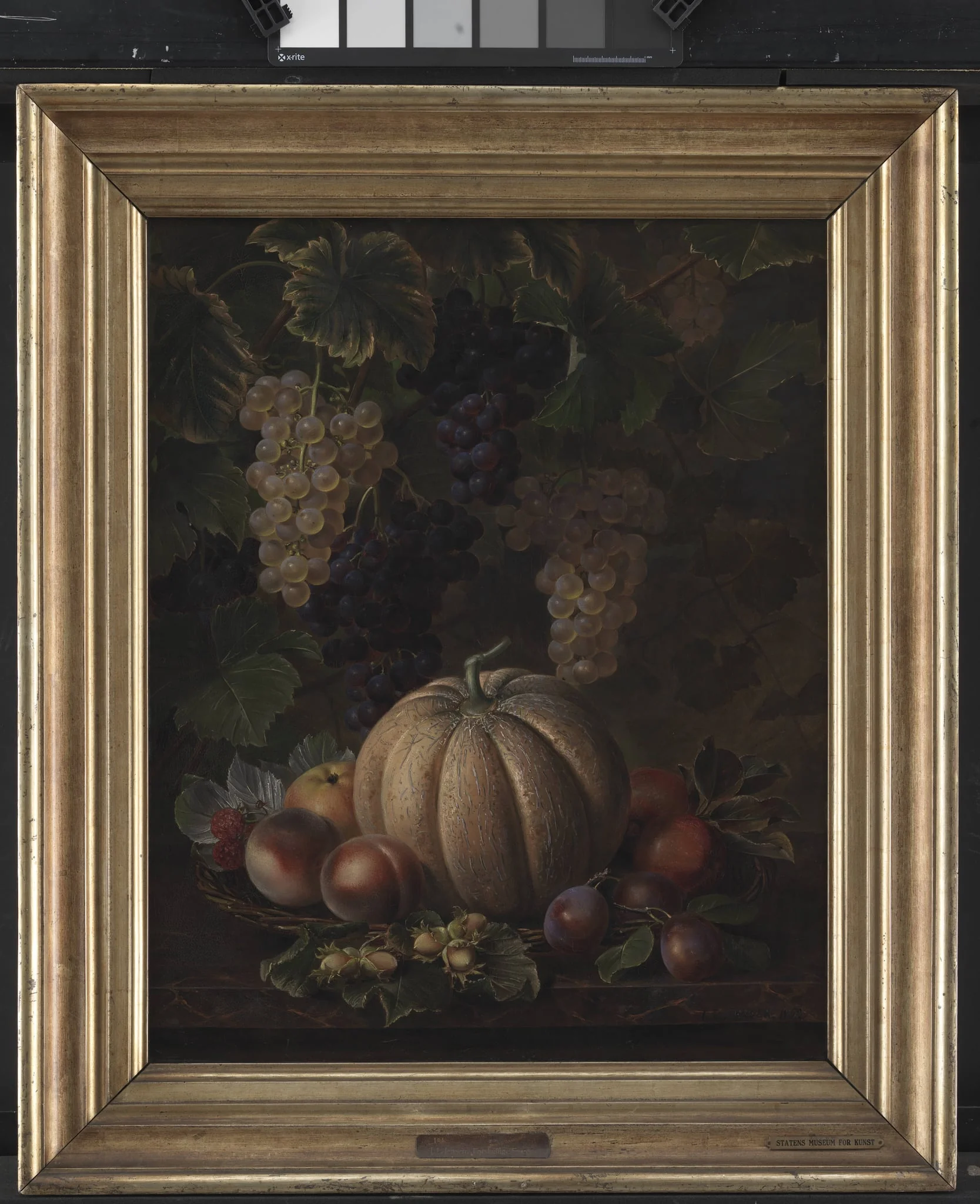 Various Fruits, including Melon and Grapes, by Unknown, 1852