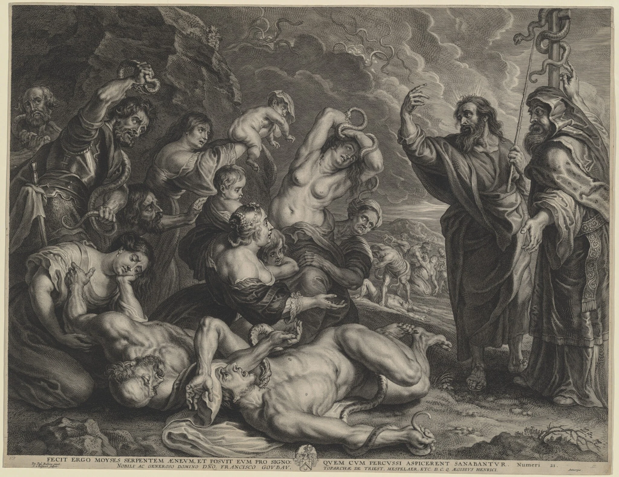 Moses and the Brazen Serpent, by Schelte Adams Bolswert, ink, 1580