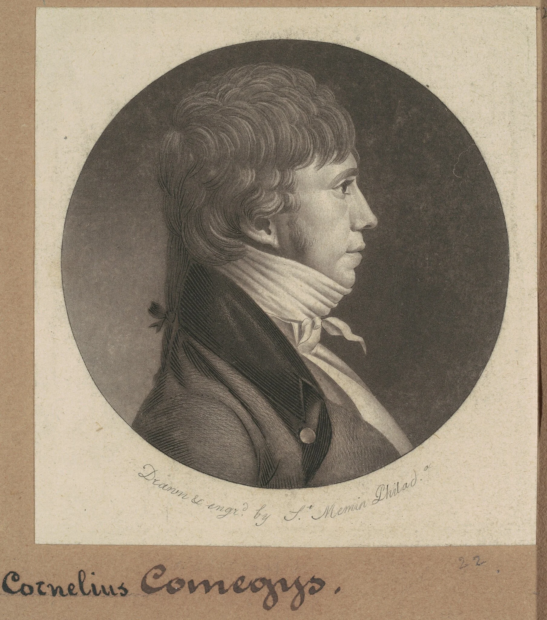 Cornelius Comegys, by Charles Balthazar Julien Févret de Saint-Mémin, ink, 1802