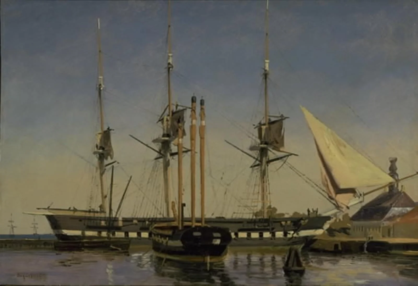 The Fregate "Niels Juel" near the Main Guard on Nyholm, by Unknown, 1857