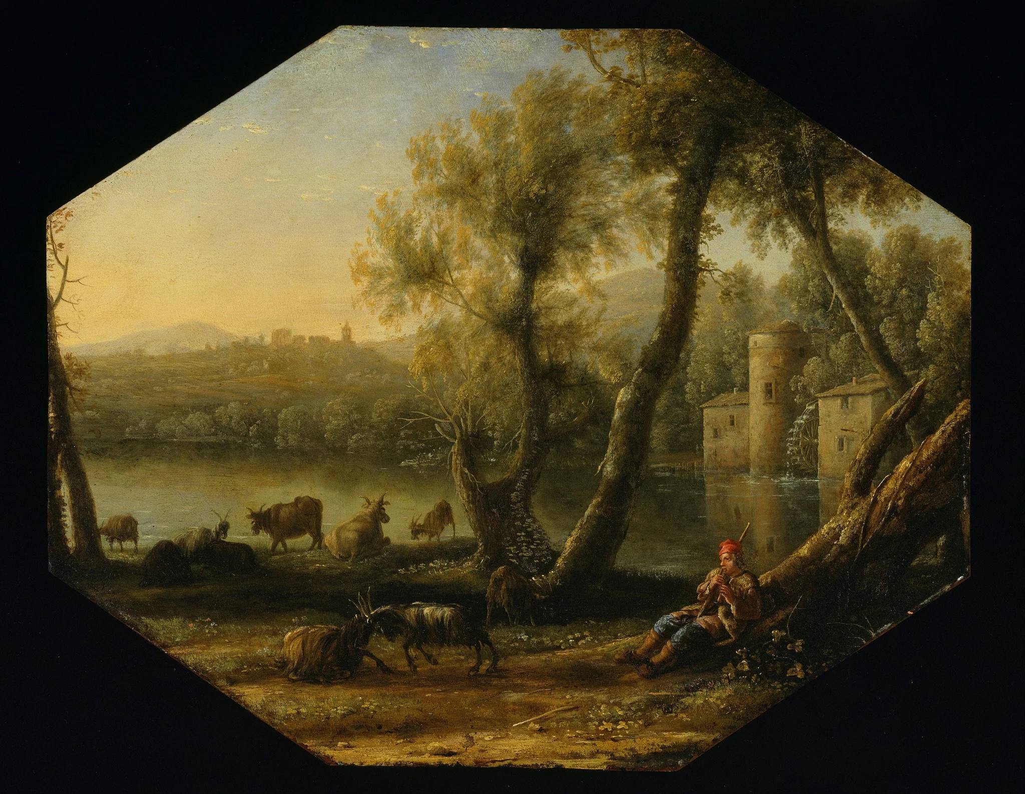 Pastoral landscape, by Claude Lorrain, oil, 1636