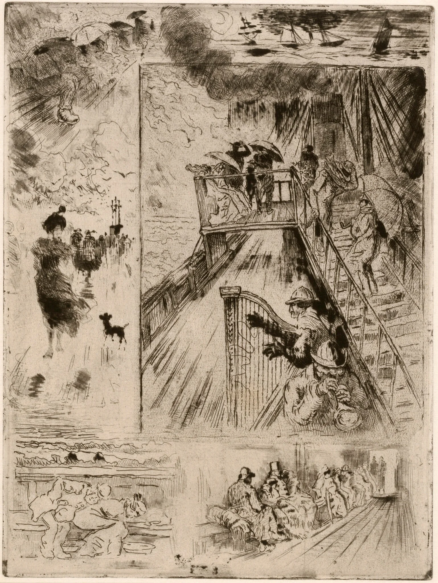La Traversée (The Passage), by Félix-Hilaire Buhot, ink, 1882