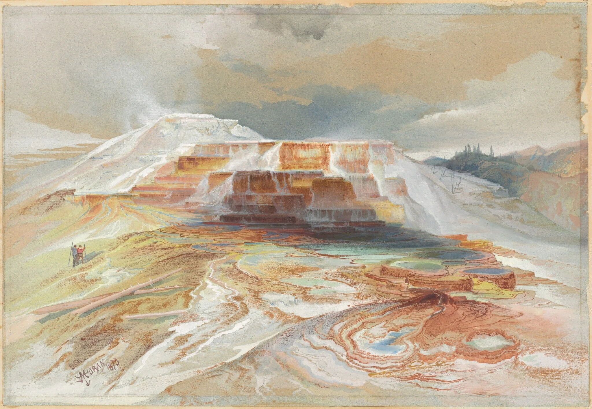 Hot Springs of Gardiner's River, Yellowstone, by Thomas Moran, gouache, 1873