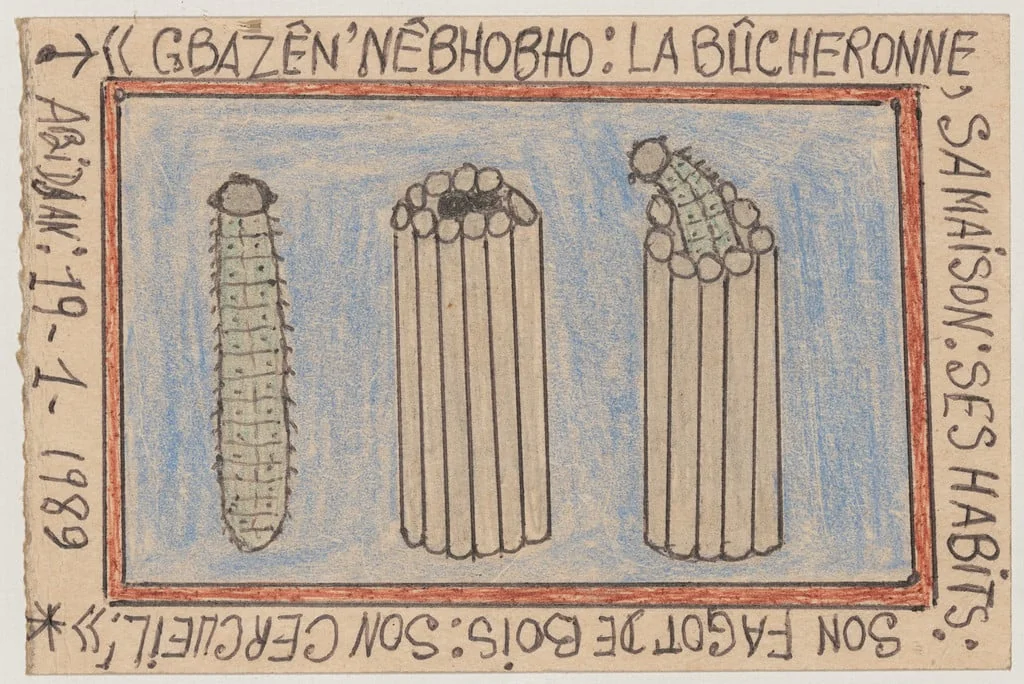 Untitled, by Frédéric Bruly Bouabré, graphite, 1989