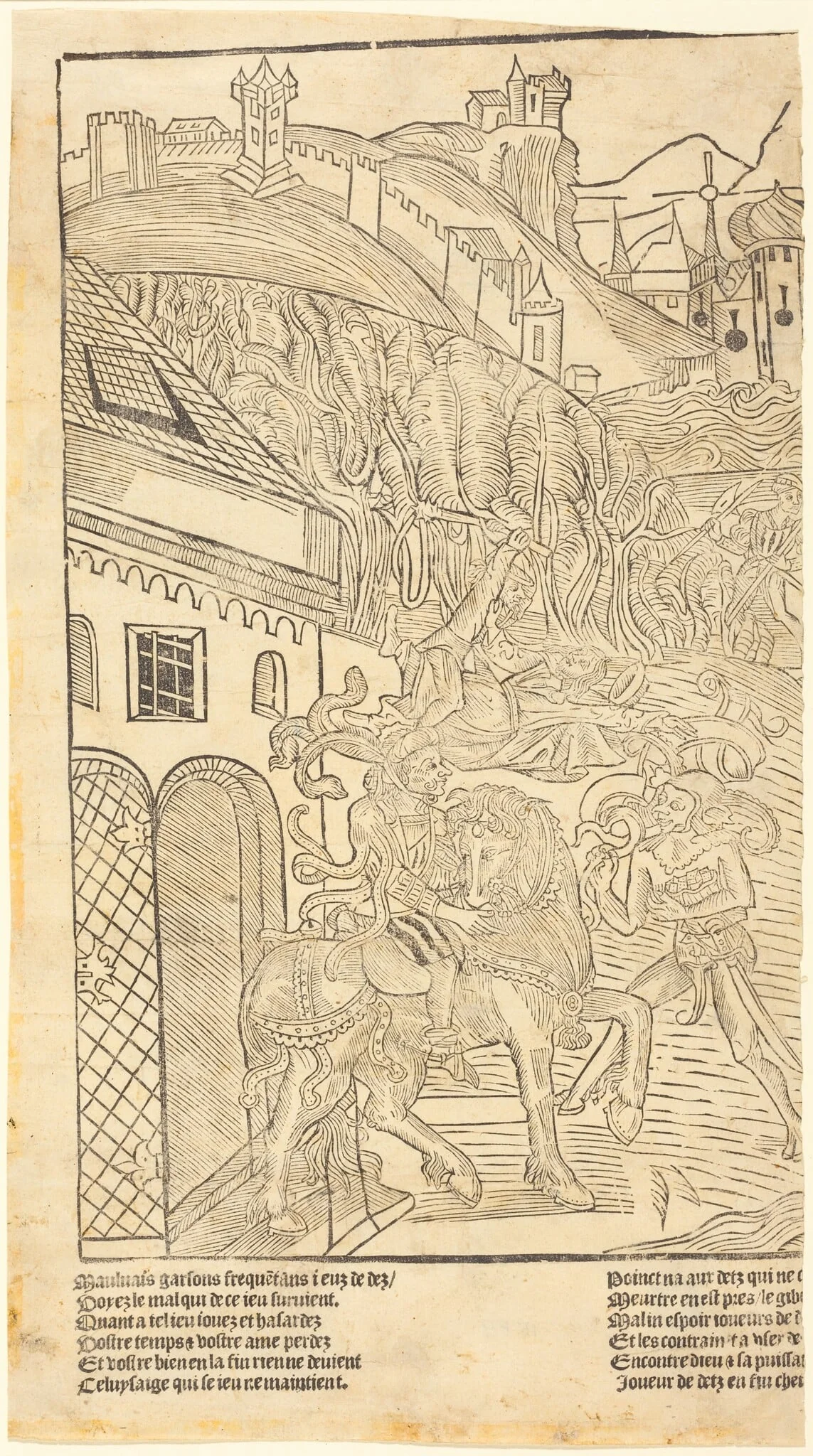 A Warning Against Playing Dice, by French 15th Century, ink, 1500