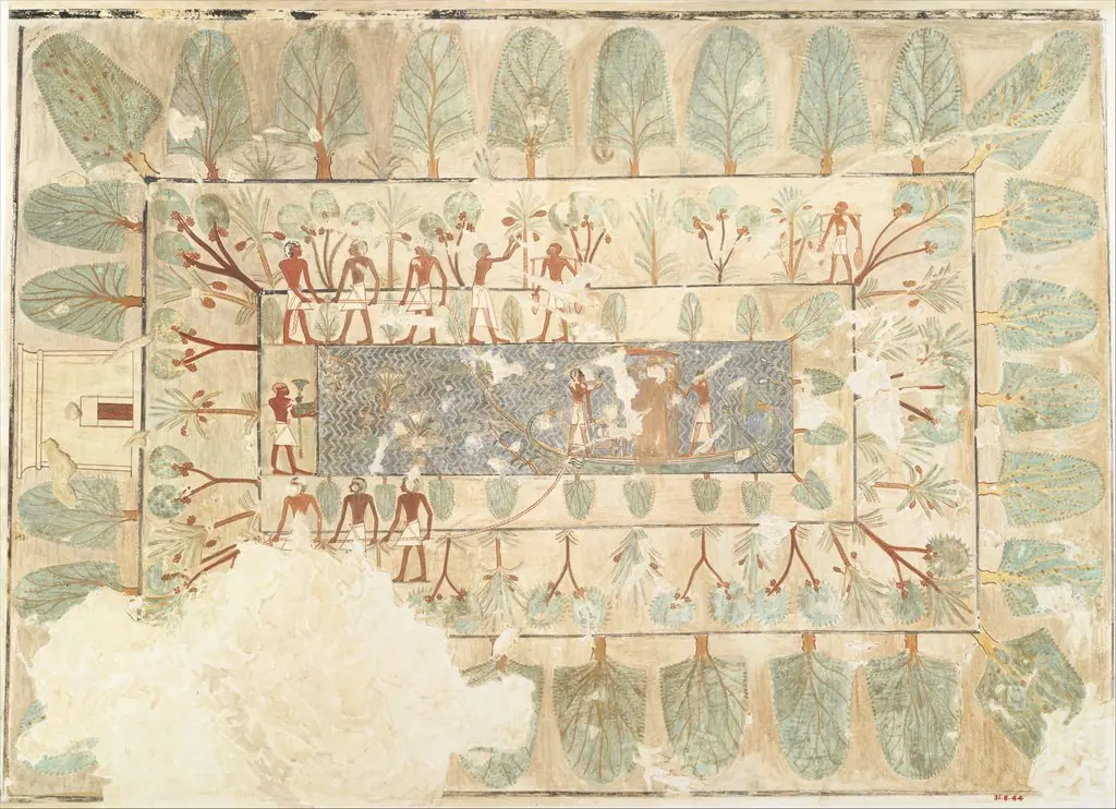 Deceased Being Towed in a Boat, Tomb of Rekhmire