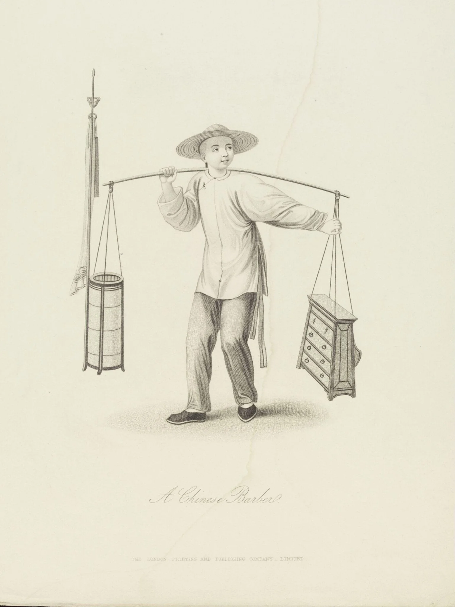 A Chinese Barber, by The London Printing and Publishing Company, ink, 1814