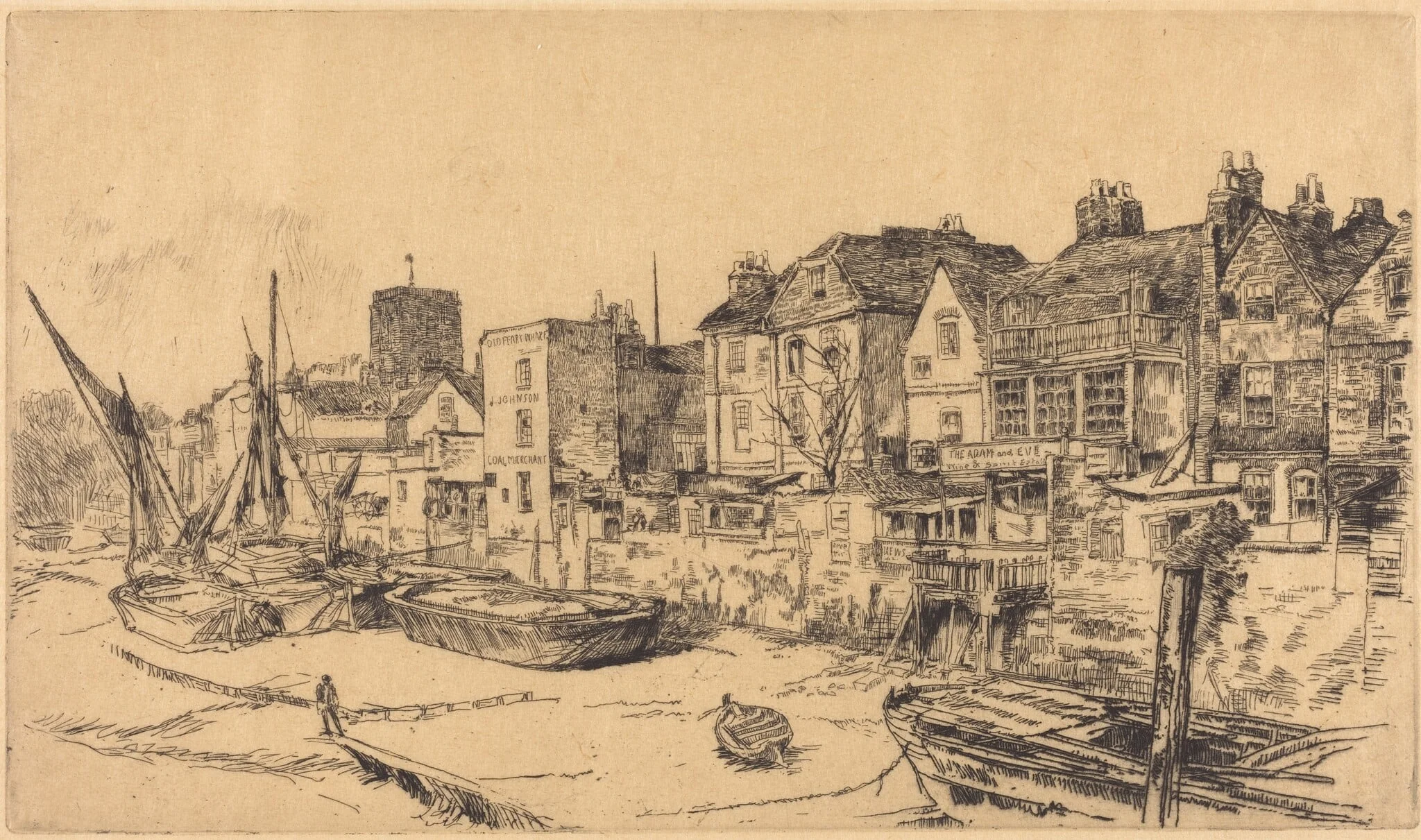 The 'Adam and Eve', Old Chelsea, by James McNeill Whistler, ink, 1878