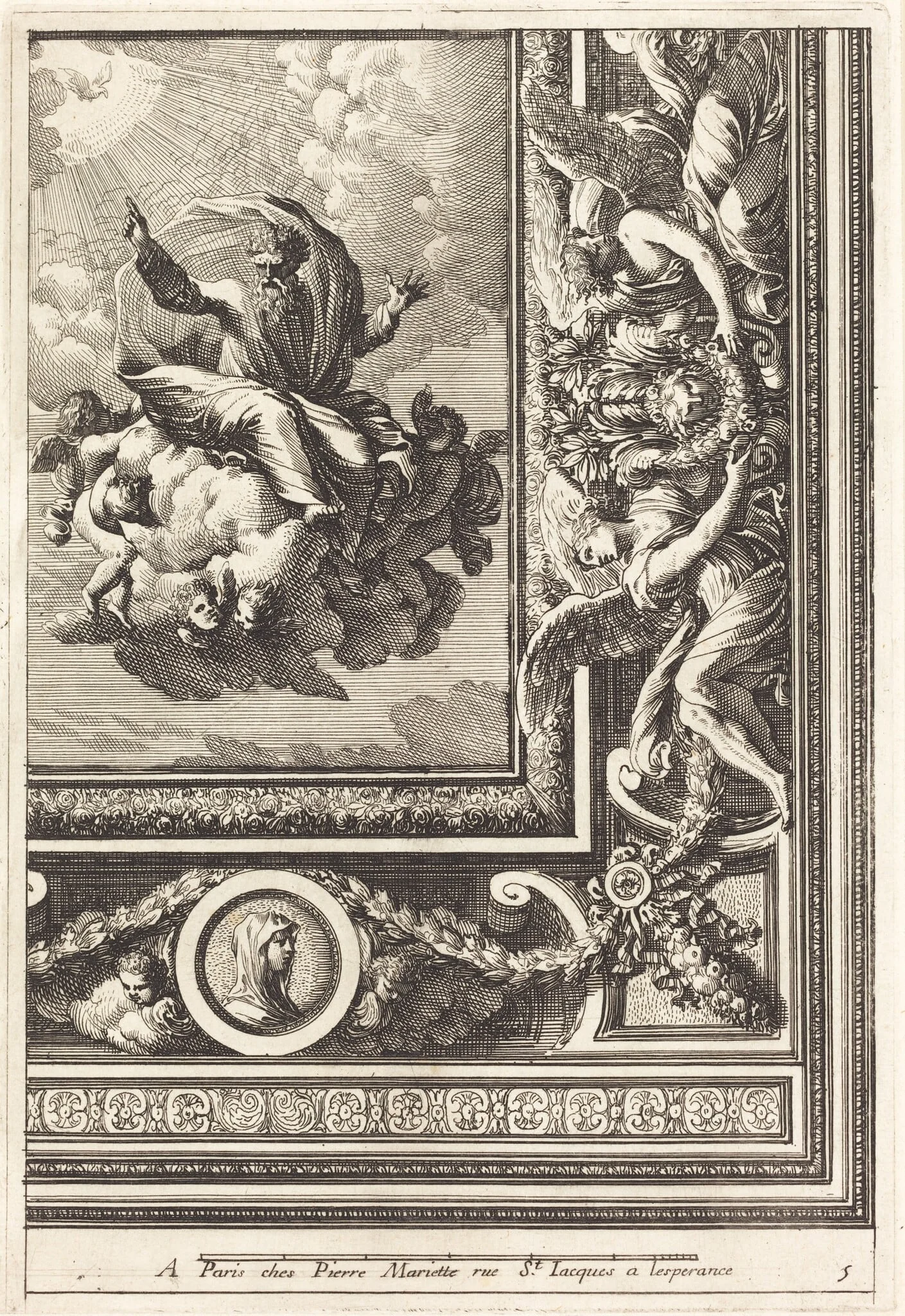 Quarts de plafons, by Jean Lepautre, ink, 1650