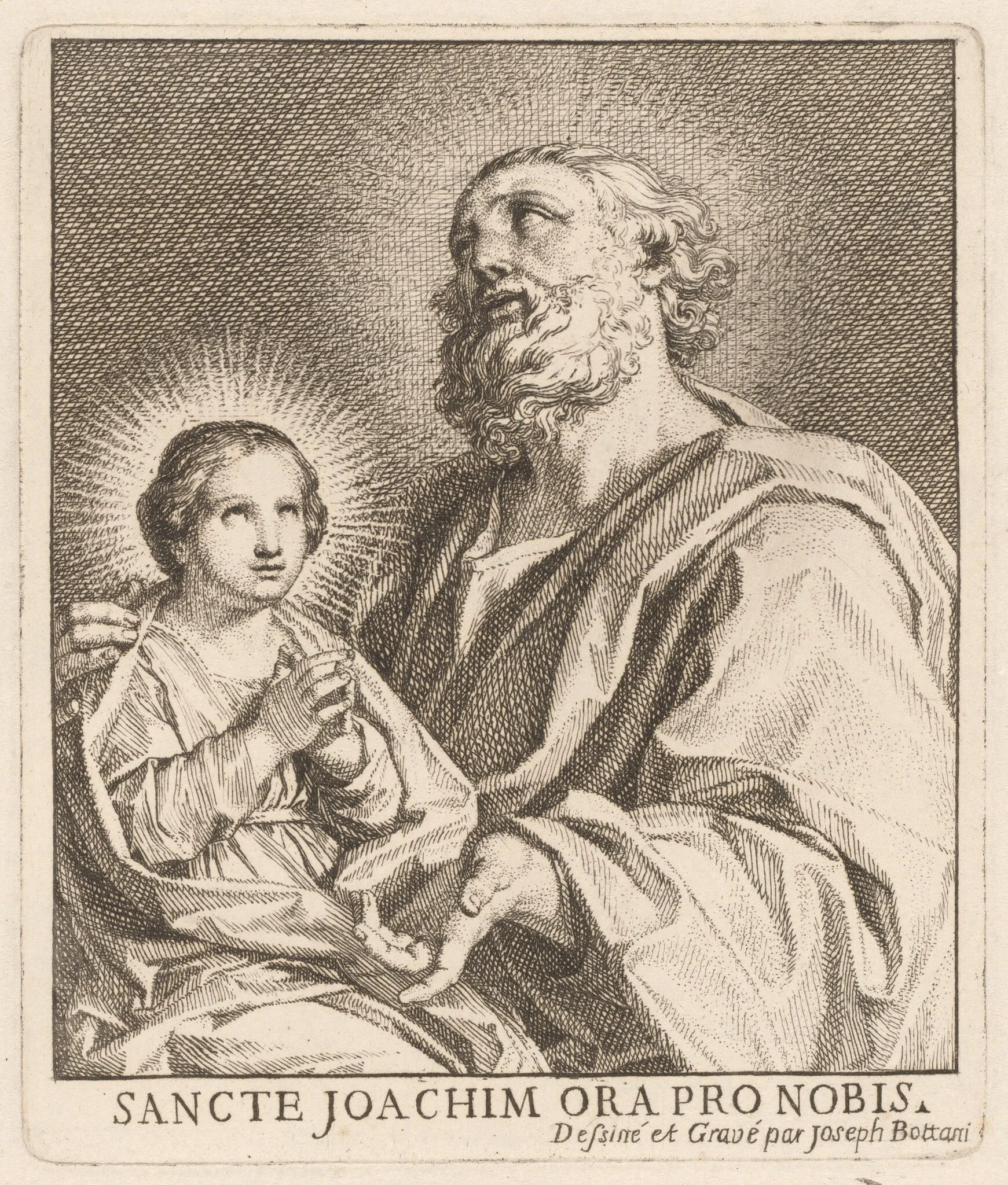 Saint Joachim and the Infant Virgin Mary, by Giuseppe Bottani, ink, 1701