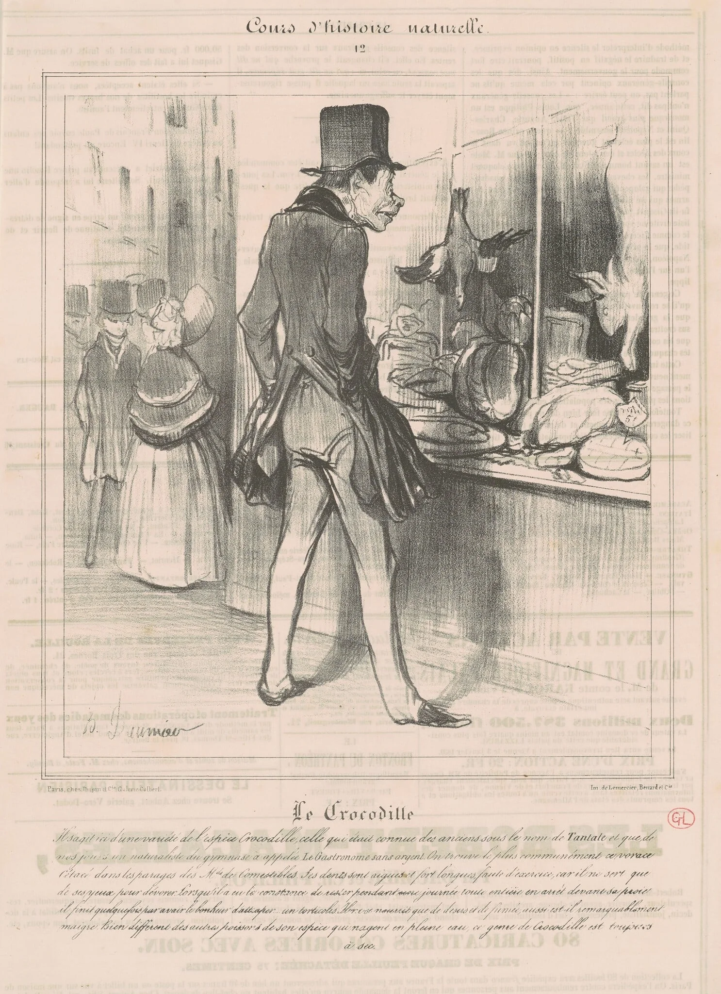 Le Crocodile, by Honoré Daumier, ink, 1838