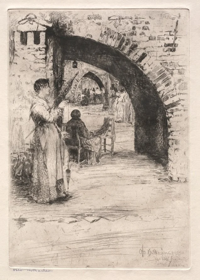 Etchings of Venice: Net Makers, by Otto Henry Bacher, 1881