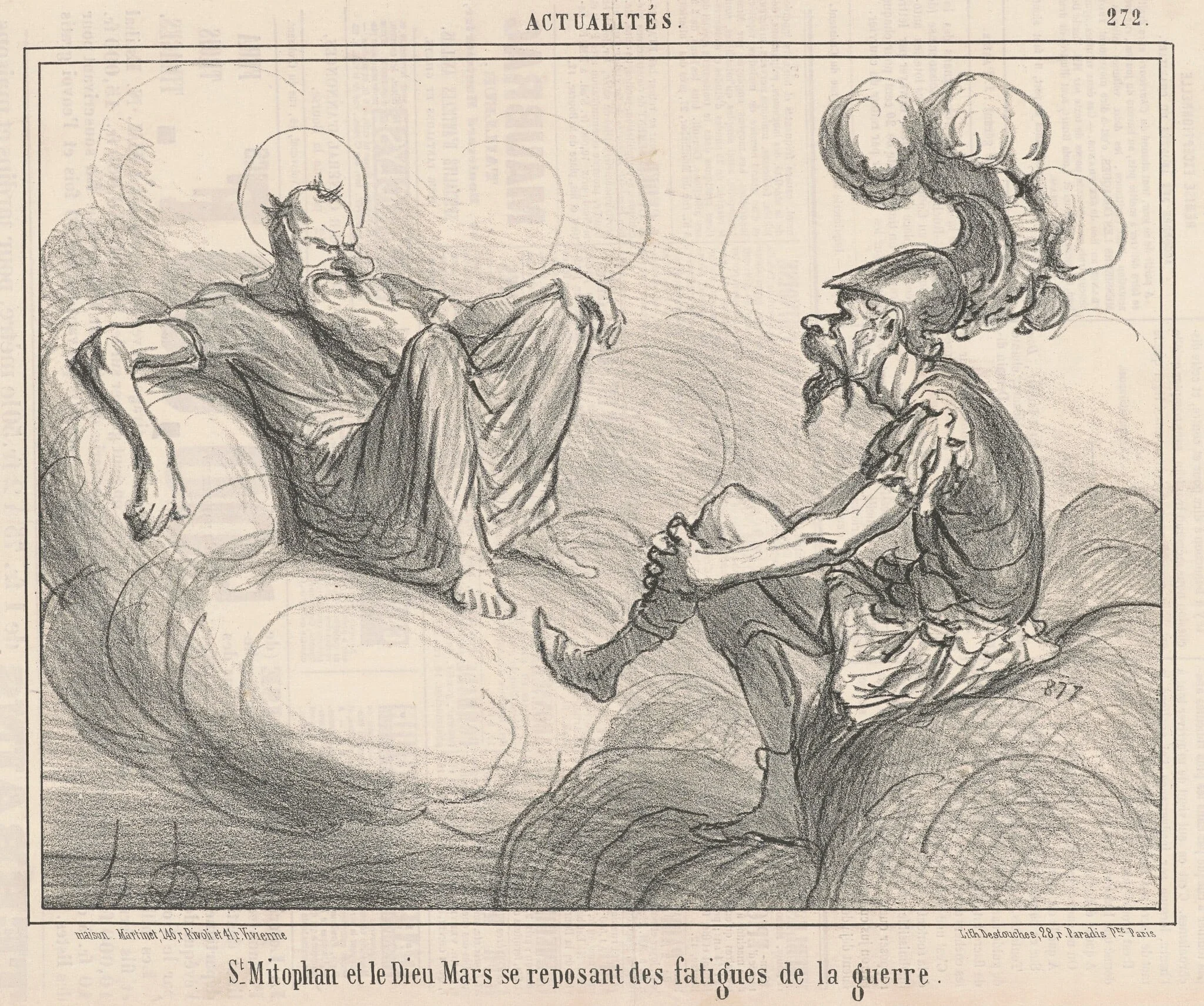 Saint Mitophan et le dieu mars ..., by Honoré Daumier, ink, 1856