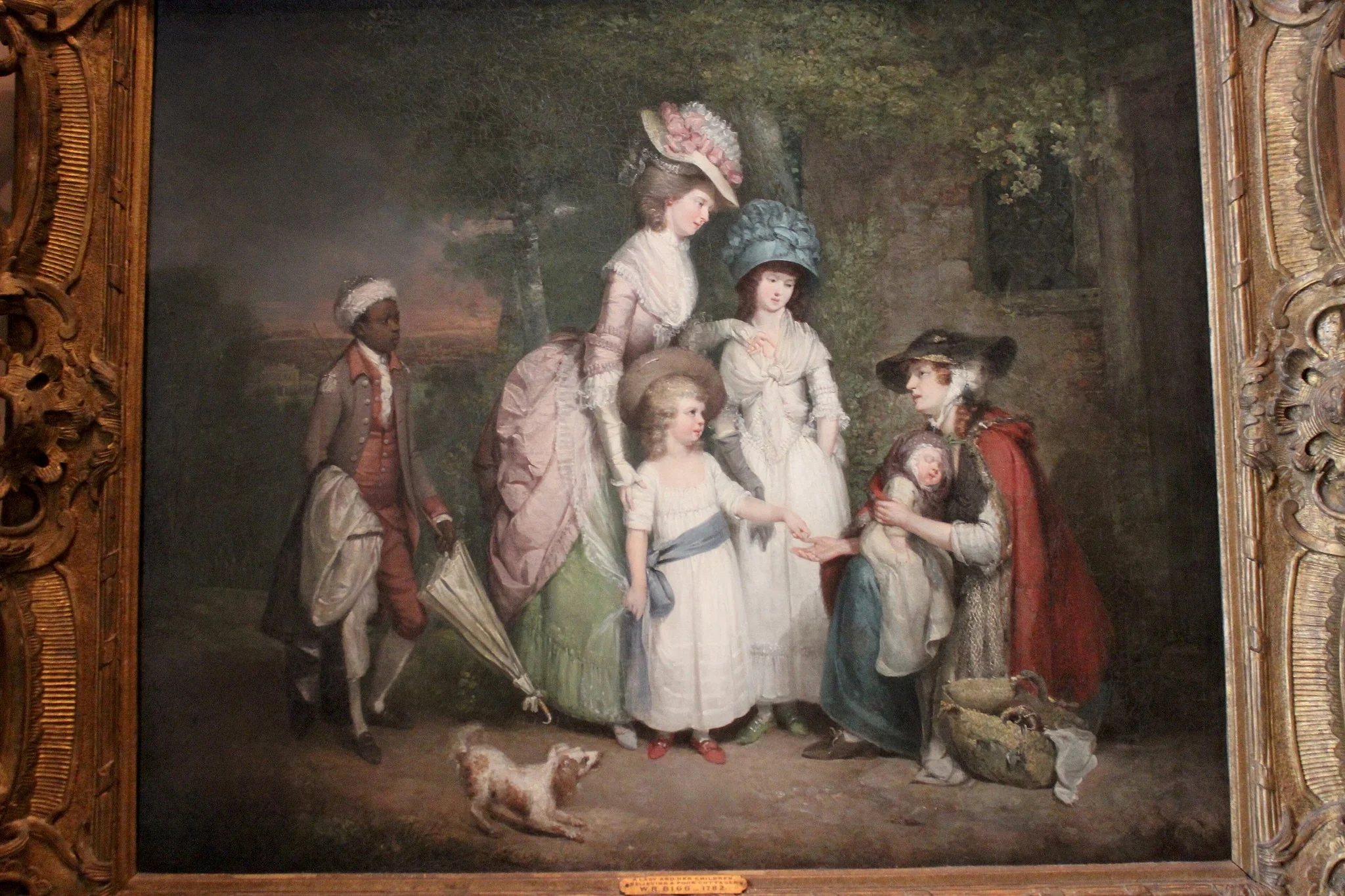 A Lady and Her Children Relieving a Cottager, by William Redmore Bigg, oil, 1791