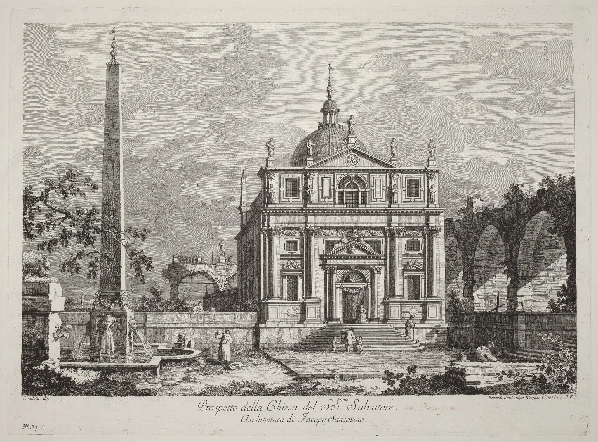 Prospetto della Chiesa del SS. Salvatore, by Fabio Berardi, ink, 1742