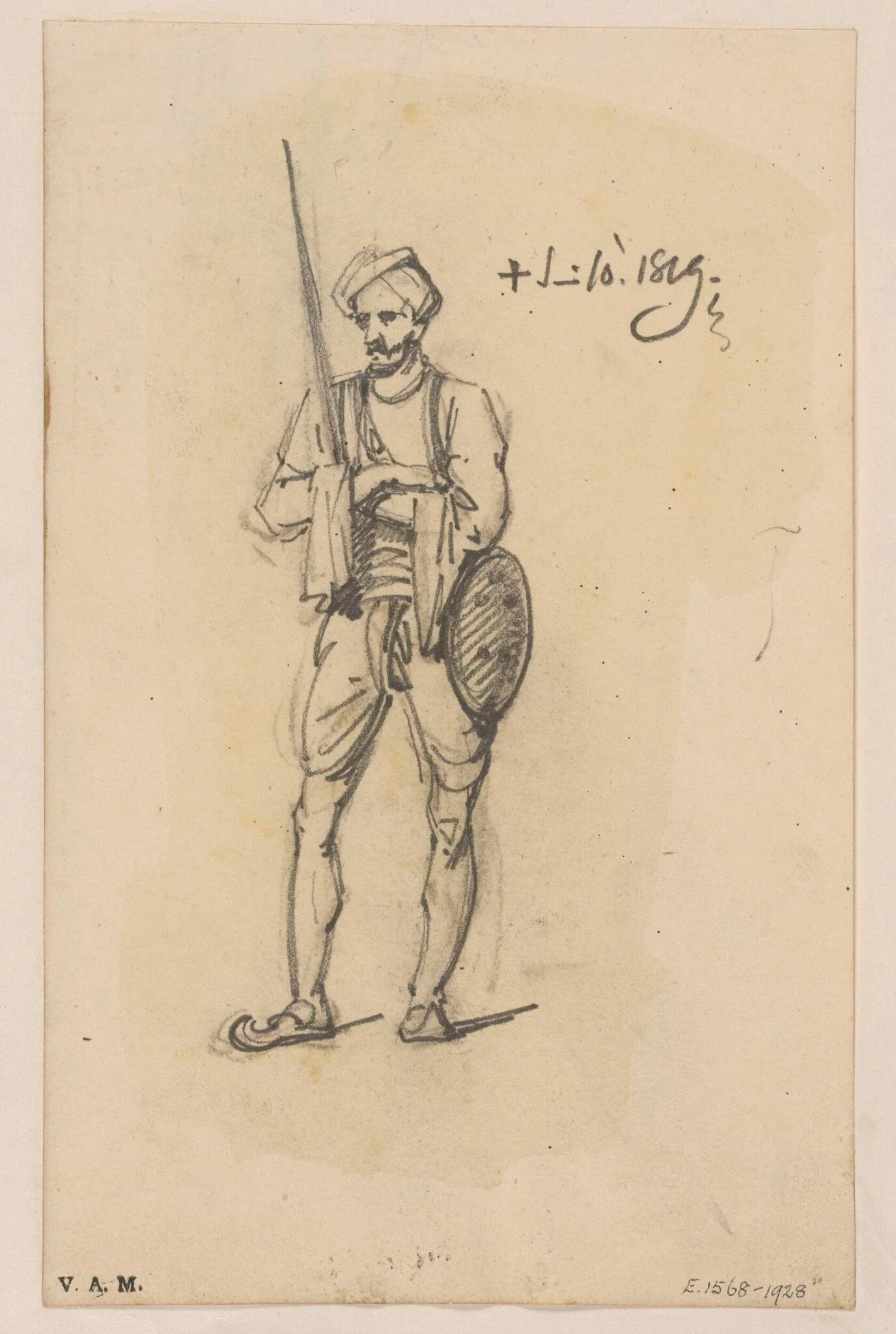 An Indian chowkidar, by George Chinnery, 8