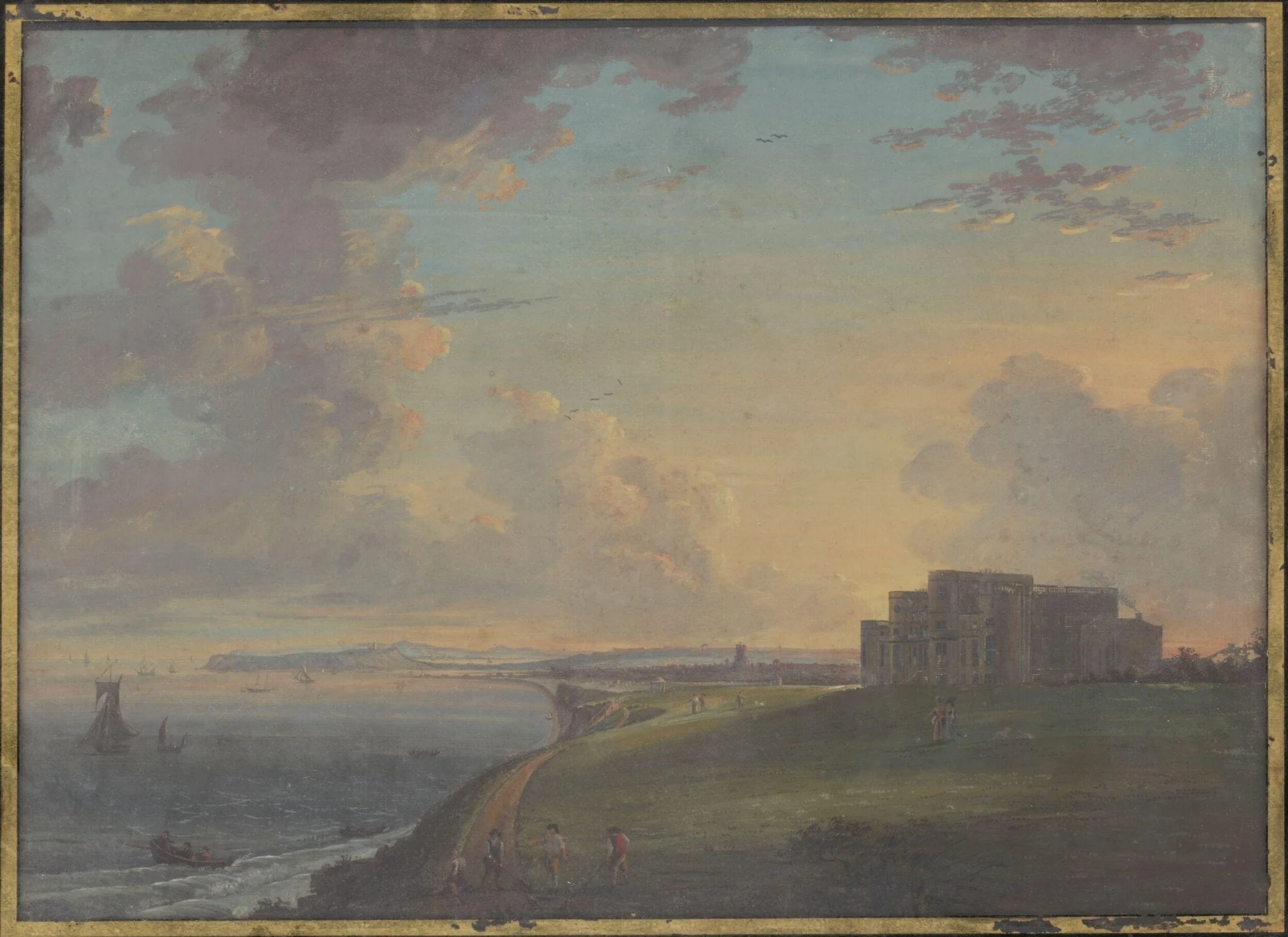 Highcliffe Castle, Dorset (High Cliff, Hampshire), from the East, by Adam Callander, watercolor, 1783