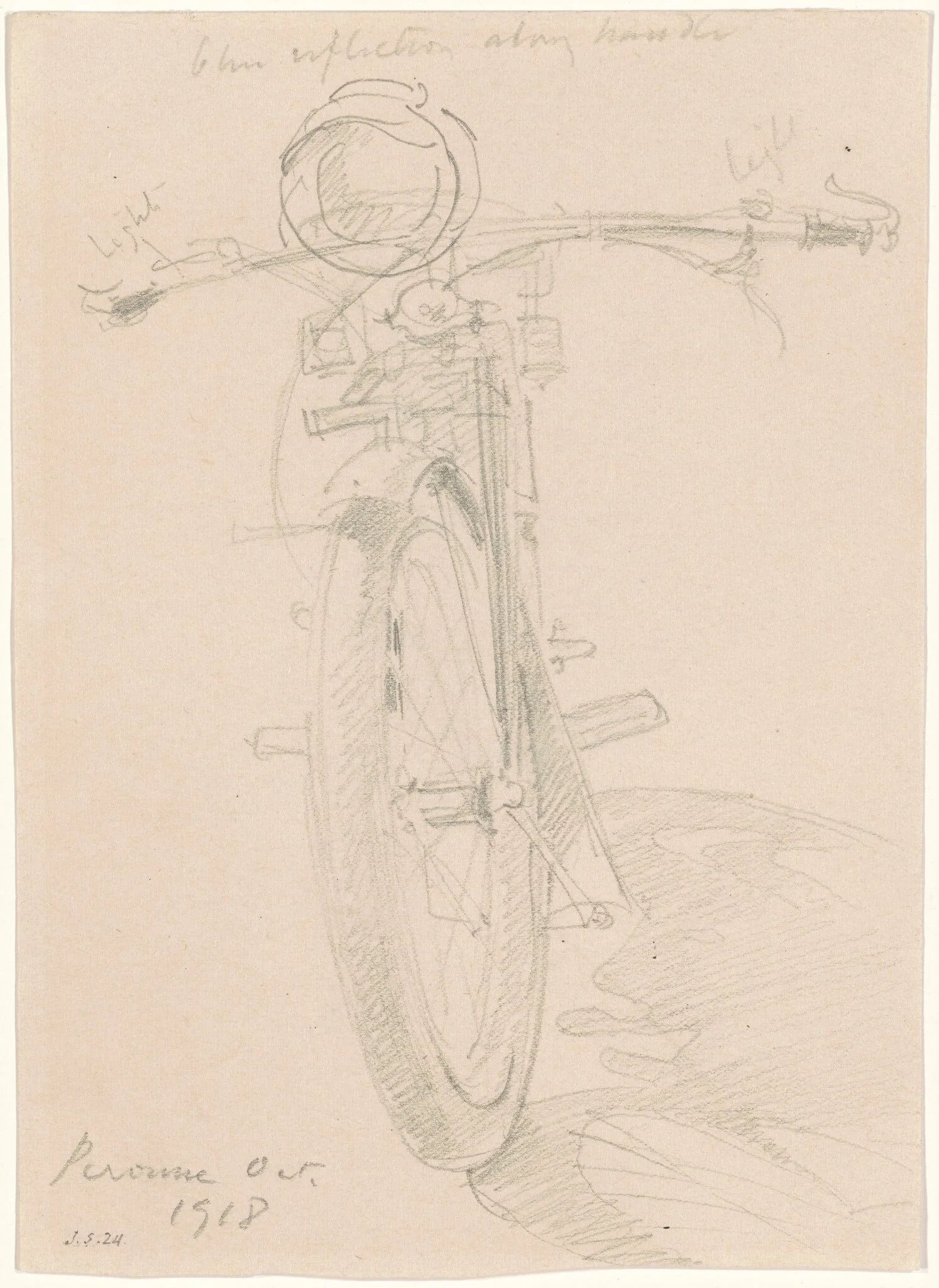 Motorcycle [recto], by John Singer Sargent, graphite, 1918
