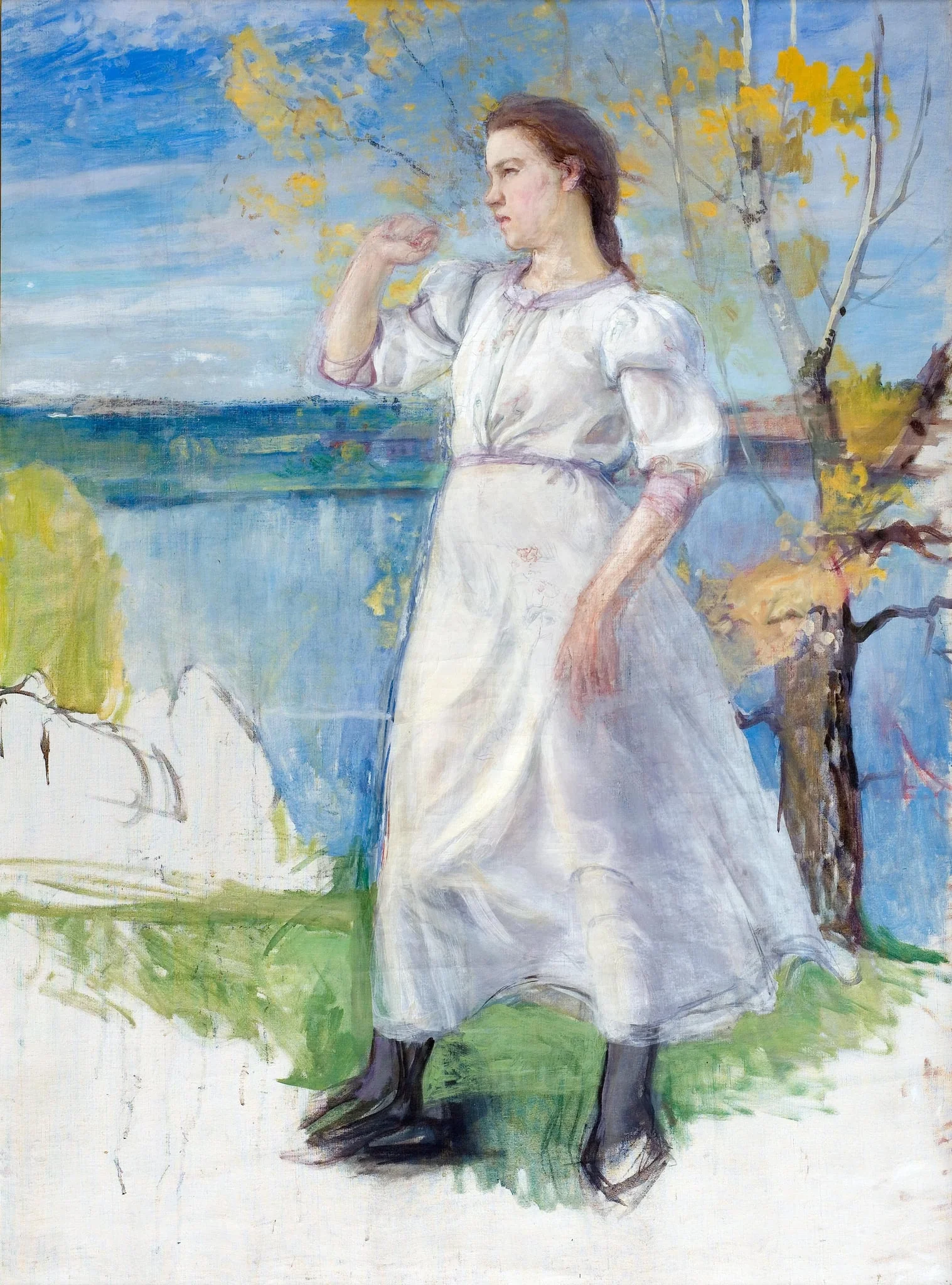 Valkopukuinen tyttö, by Eero Järnefelt