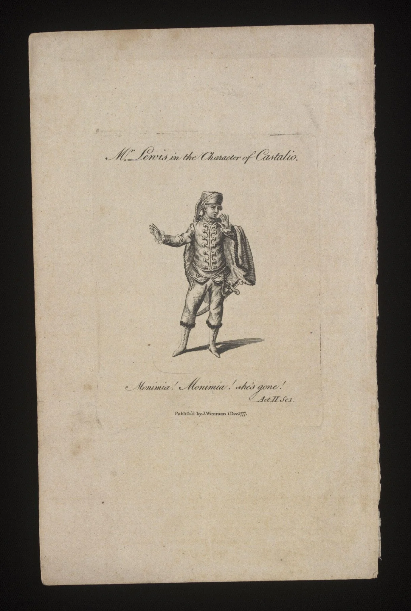 Mr. Lewis in the character of Castalio, by Unknown, 1