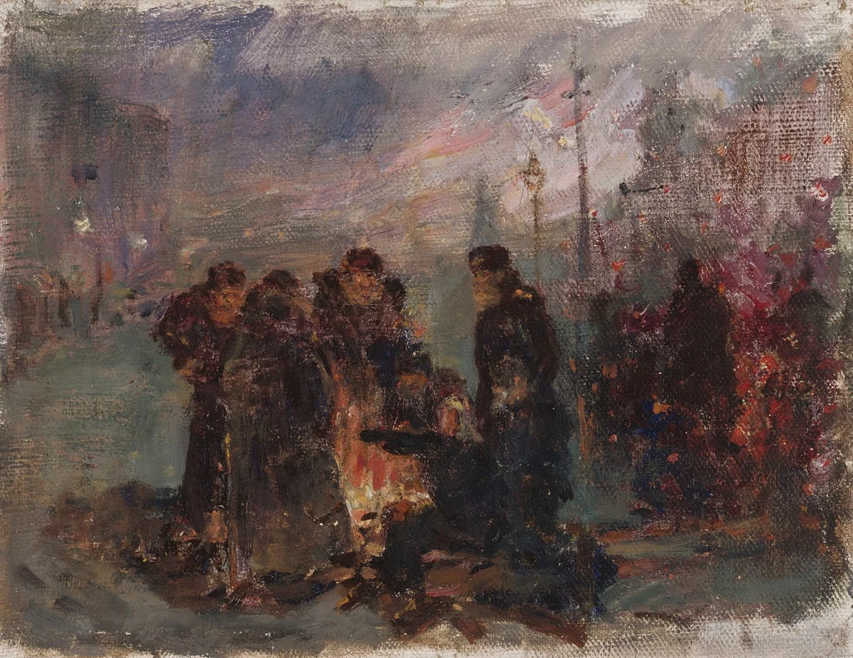 Ajurit lämmittelemässä, by Ilya Repin, unspecified