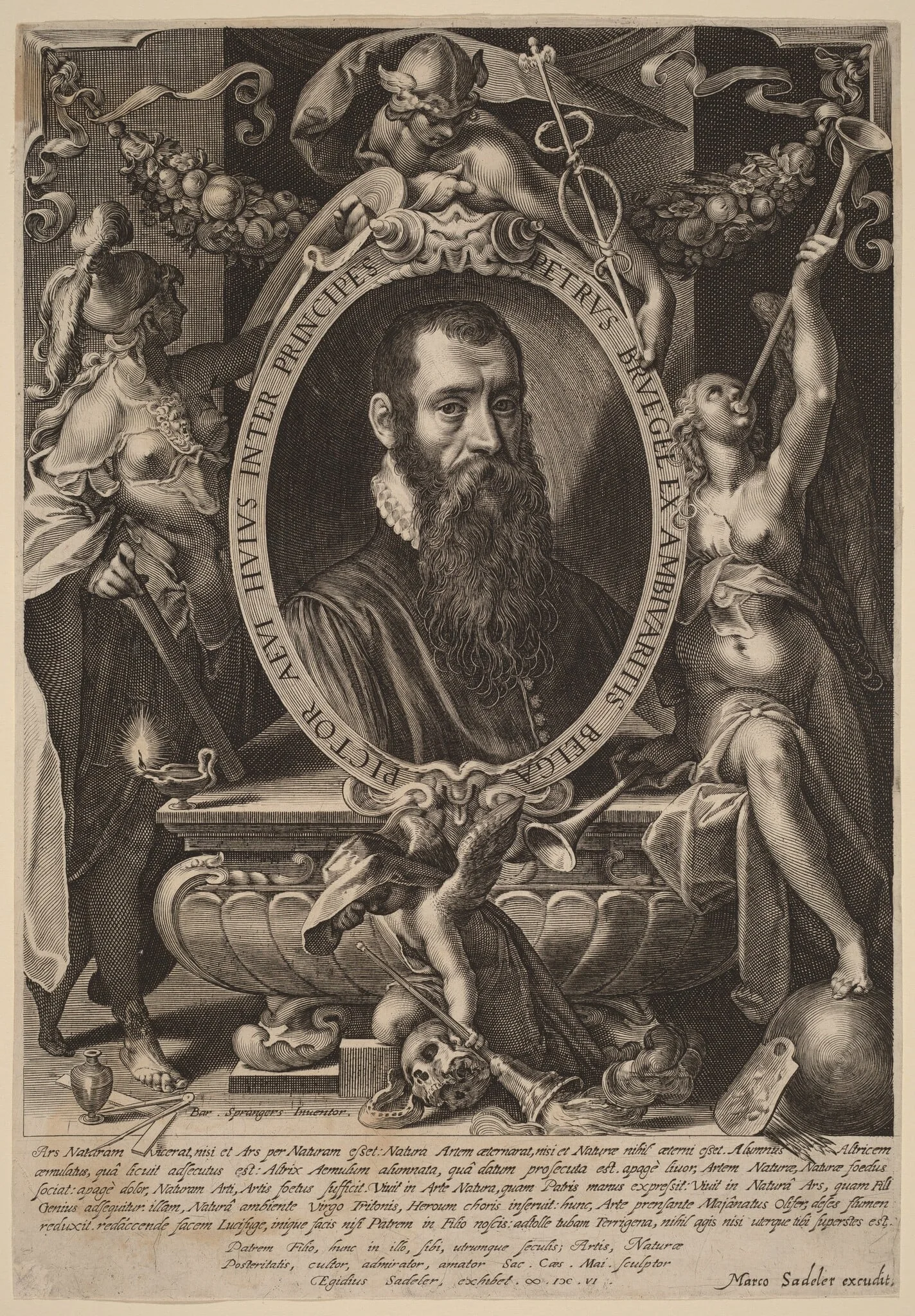 Pieter Brueghel, the Younger, by Aegidius Sadeler II, ink, 1606