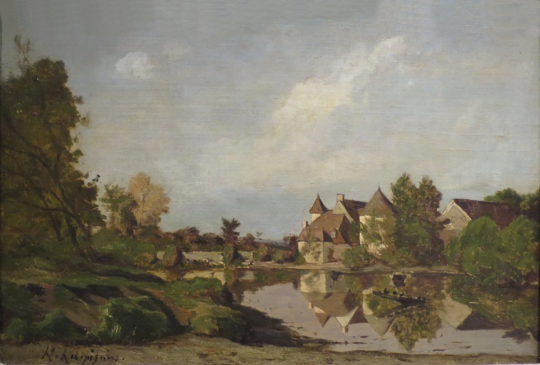 A Farmhouse, by Henri Harpignies, oil, 1875