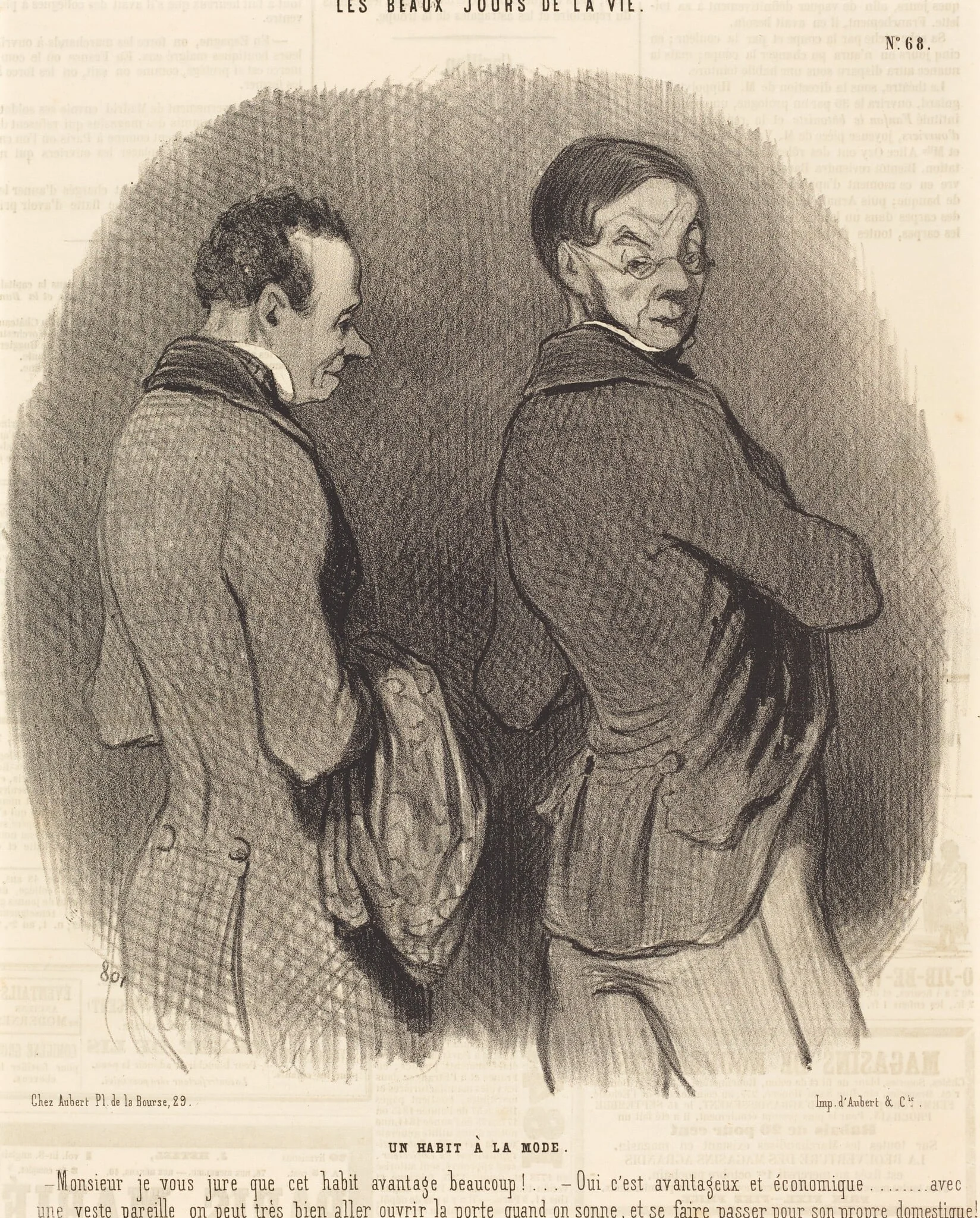 Un Habit a la mode, by Honoré Daumier, ink, 1845