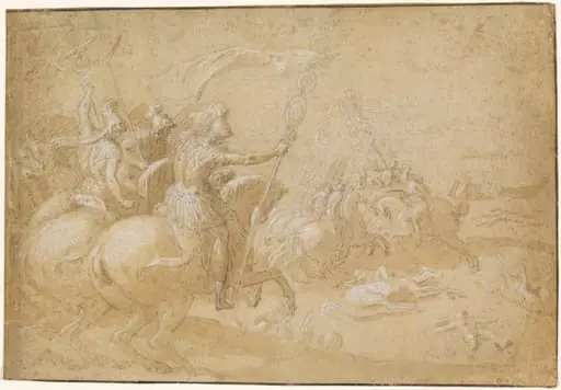 Ancient Roman Warriors Riding into Battle