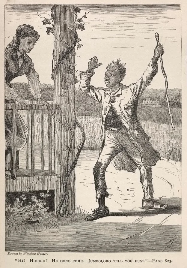 "Hi! H-O-O-O!  He Done Come.  Jumboloro Tell You First.", by Winslow Homer, 1869
