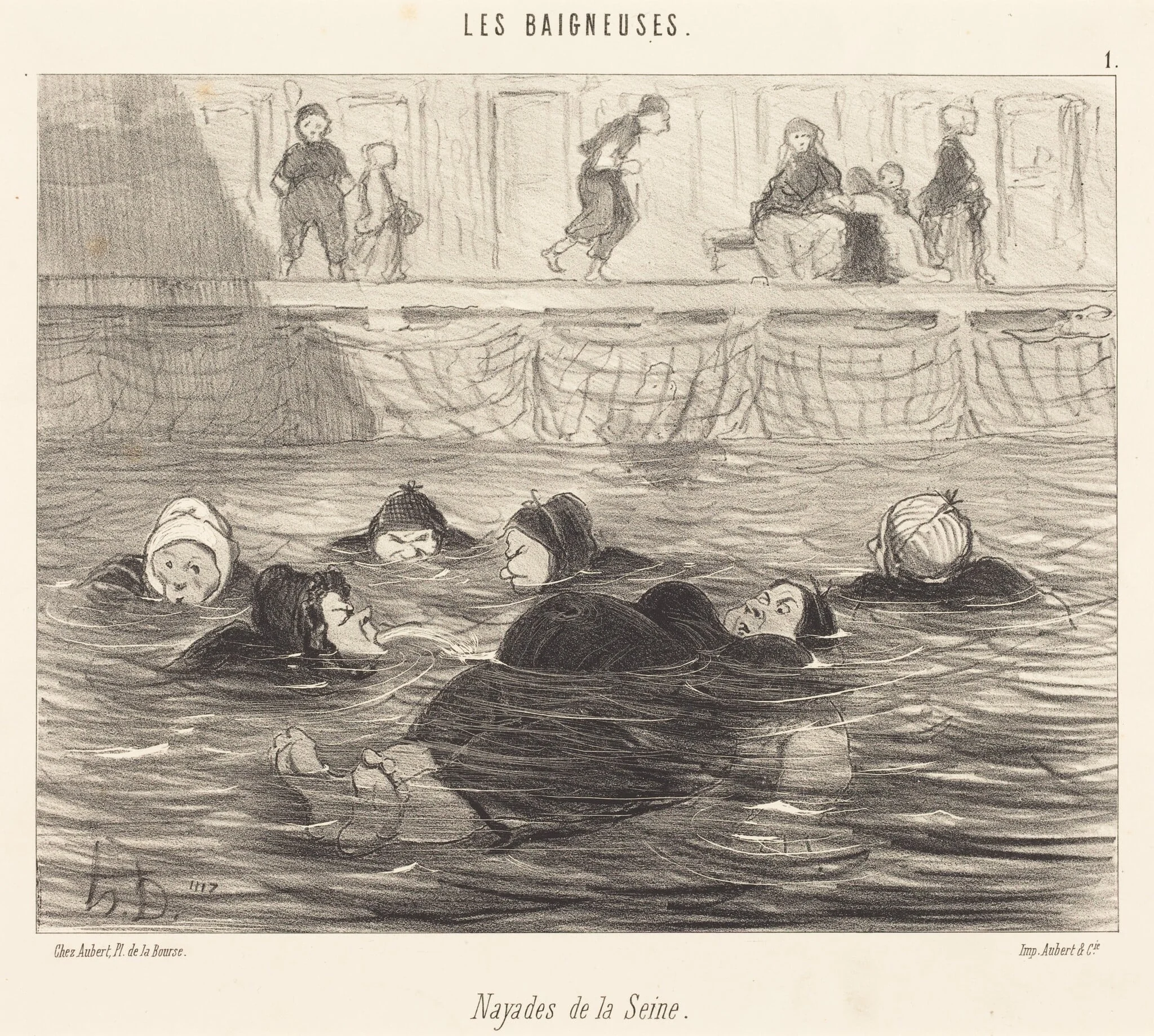 Nayades de la Seine (Sea Nymphs of the Seine), by Honoré Daumier, ink, 1847