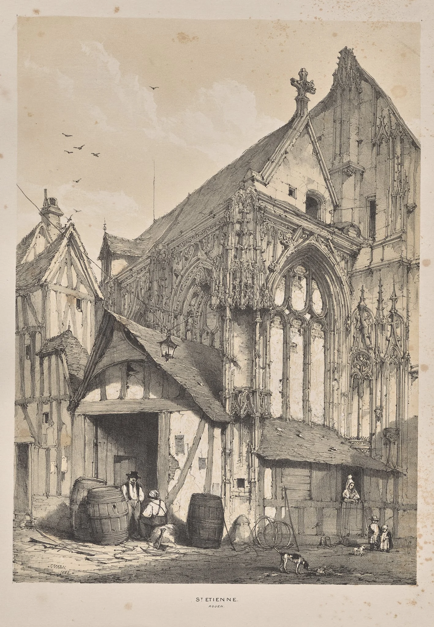 Architecture of the Middle Ages:  St. Etienne, Rouen, by Joseph Nash, 1838