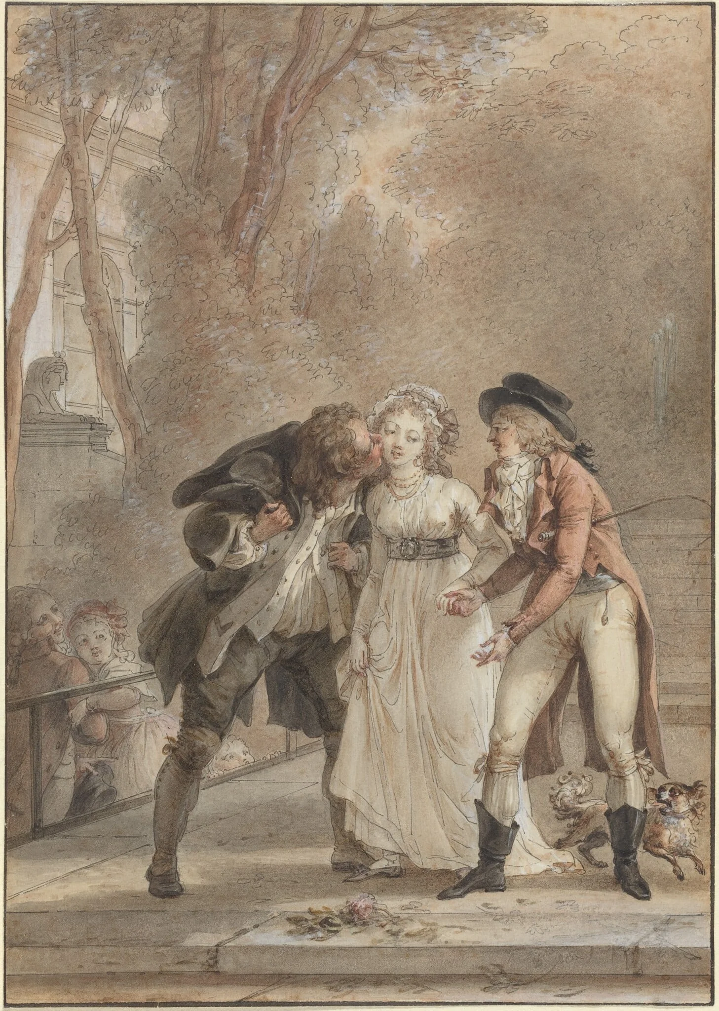 Loaned Kiss, by Jacques Louis François Touzé, ink, 1795