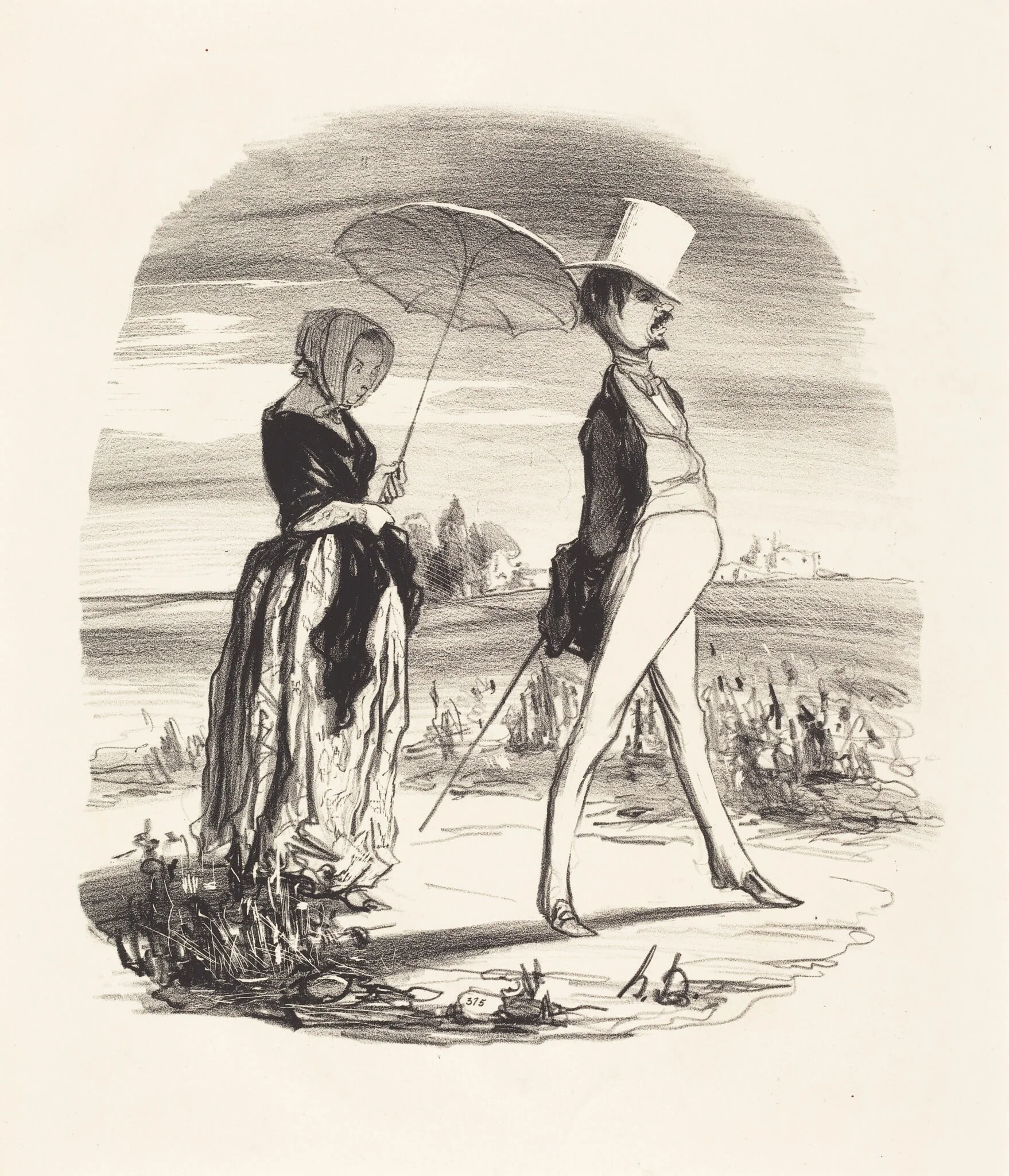 Et on appelle ça descendre le fleuve de la vie..., by Honoré Daumier, ink, 1842