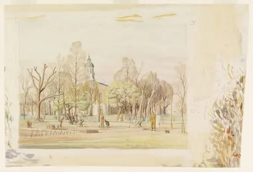 Holy Trinity Church and the new Allotments, Clapham Common, London