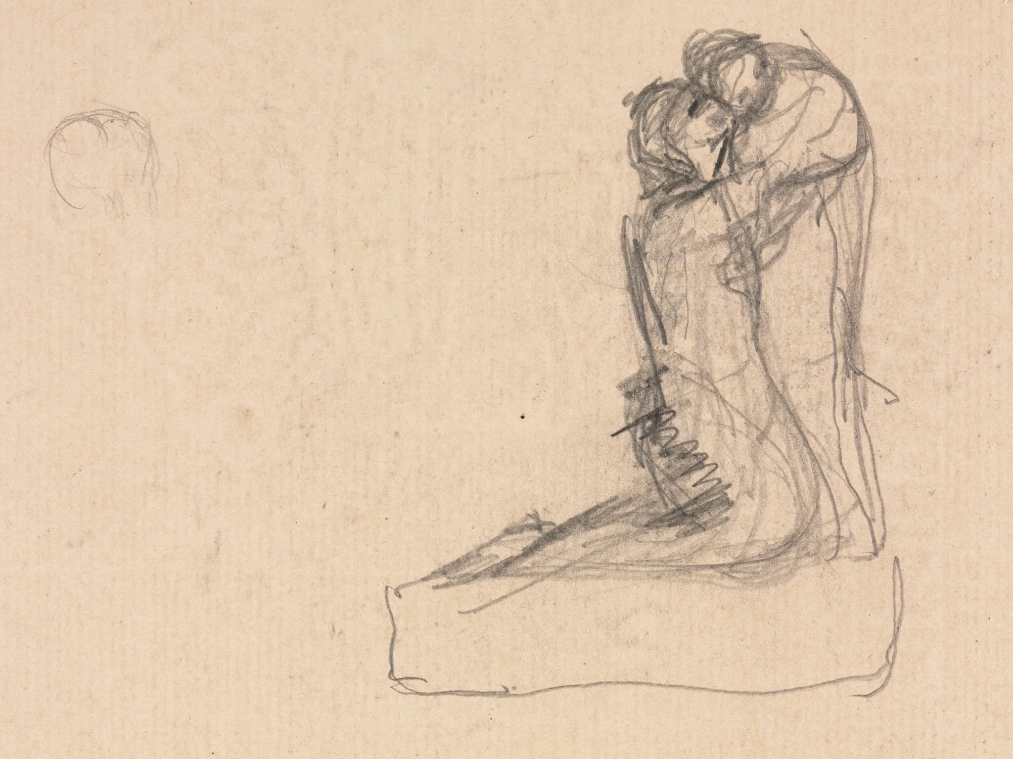 Sketch of Two Figures Embracing (verso), by Augustin Théodule Ribot, 1867