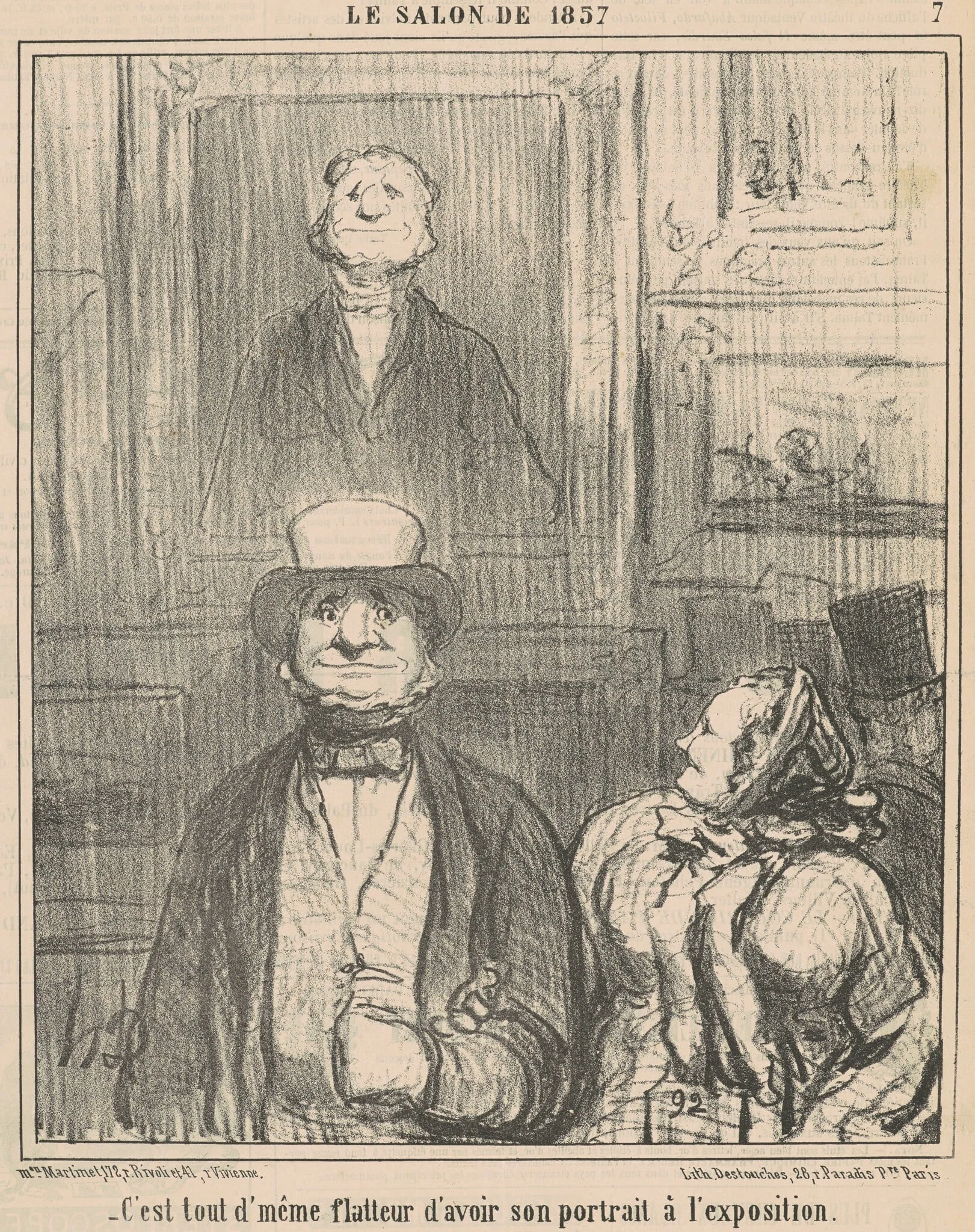 C'est tout d'même flatteur d'avoir ..., by Honoré Daumier, ink, 1857