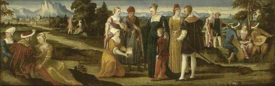 Moses brought before Pharaoh's Daughter, by Bonifazio Veronese, unspecified, 1530