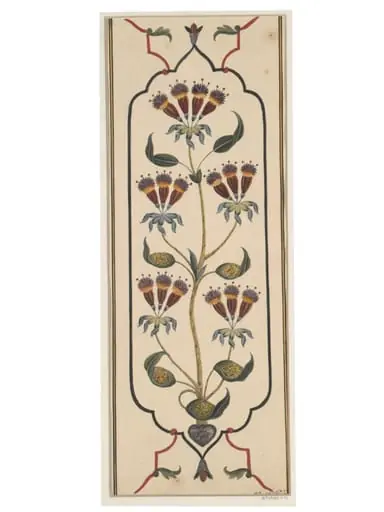 Six drawings of the cenotaph of Mumtaz Mahal, Taj Mahal, Agra, and details of the pietra-dura work.