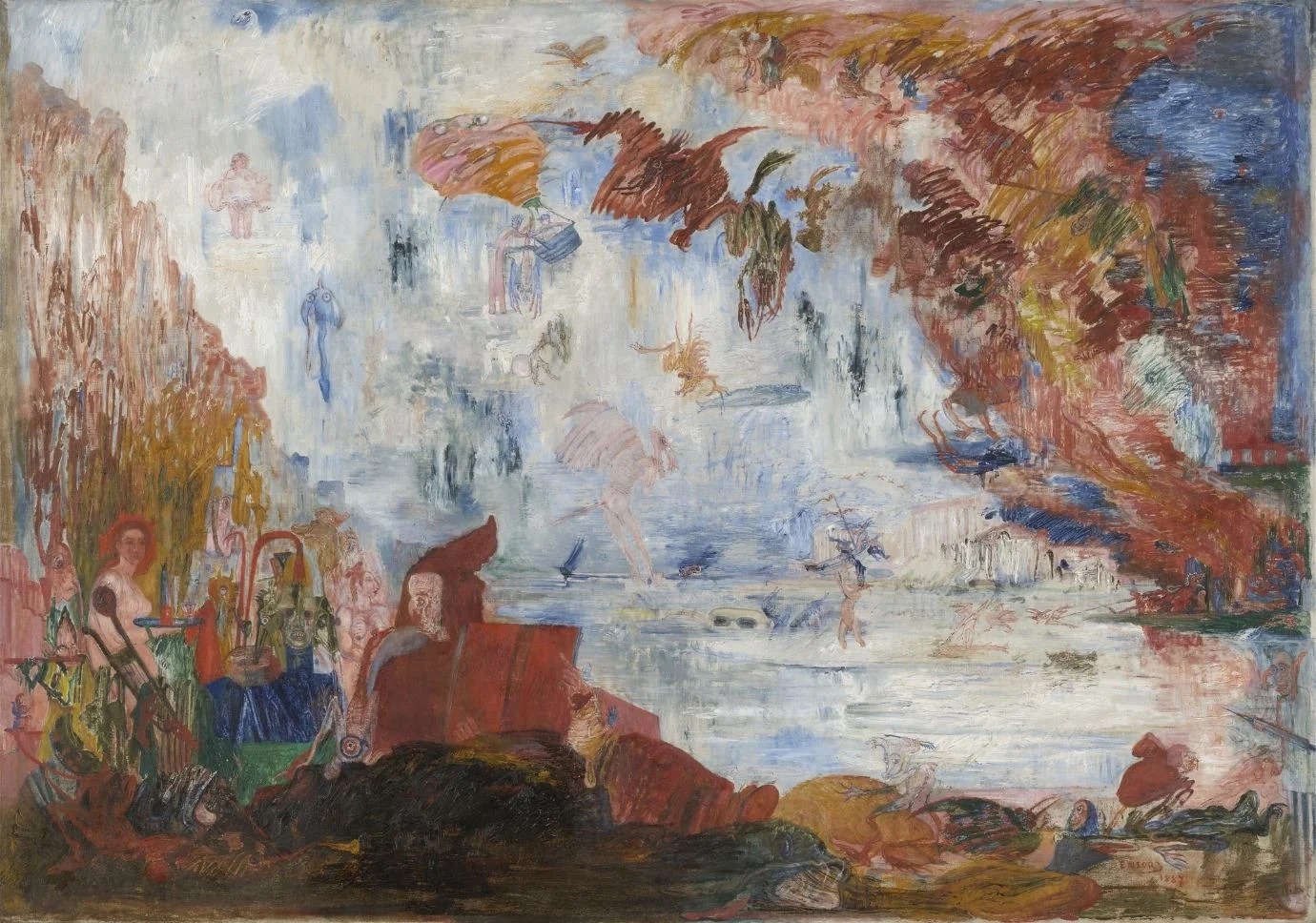 Tribulations of Saint Anthony, by James Ensor, oil, 1894