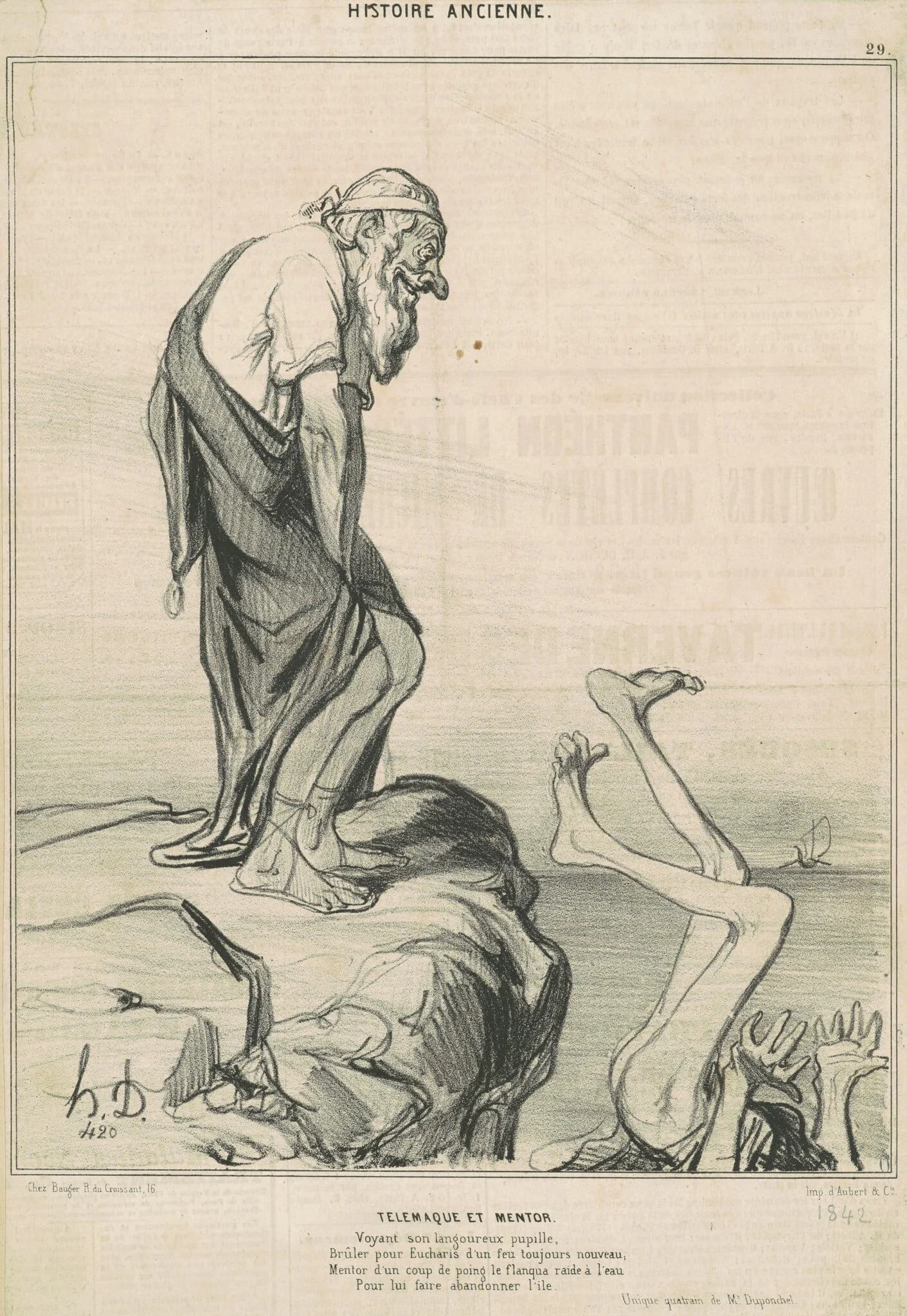 Télémaque et Mentor, by Honoré Daumier, ink, 1842