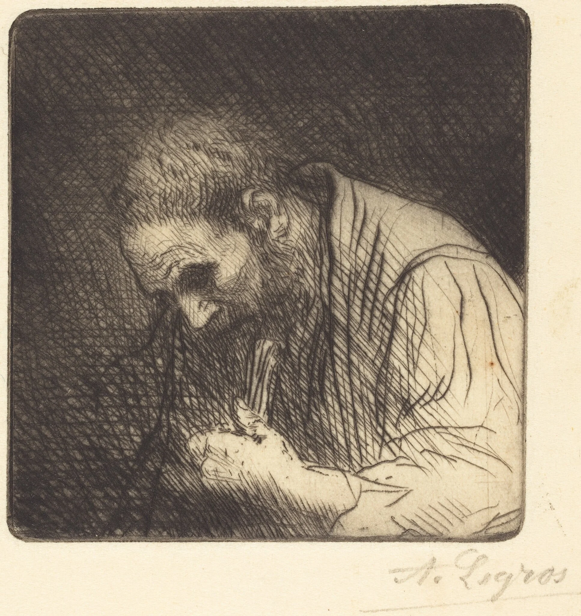 Poor Man (Pauvre homme), by Alphonse Legros, ink, 1874
