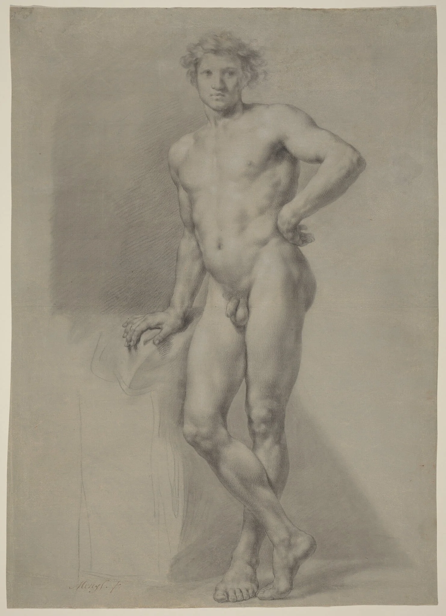 Male Nude Study, by Anton Raphael Mengs, chalk, 1754