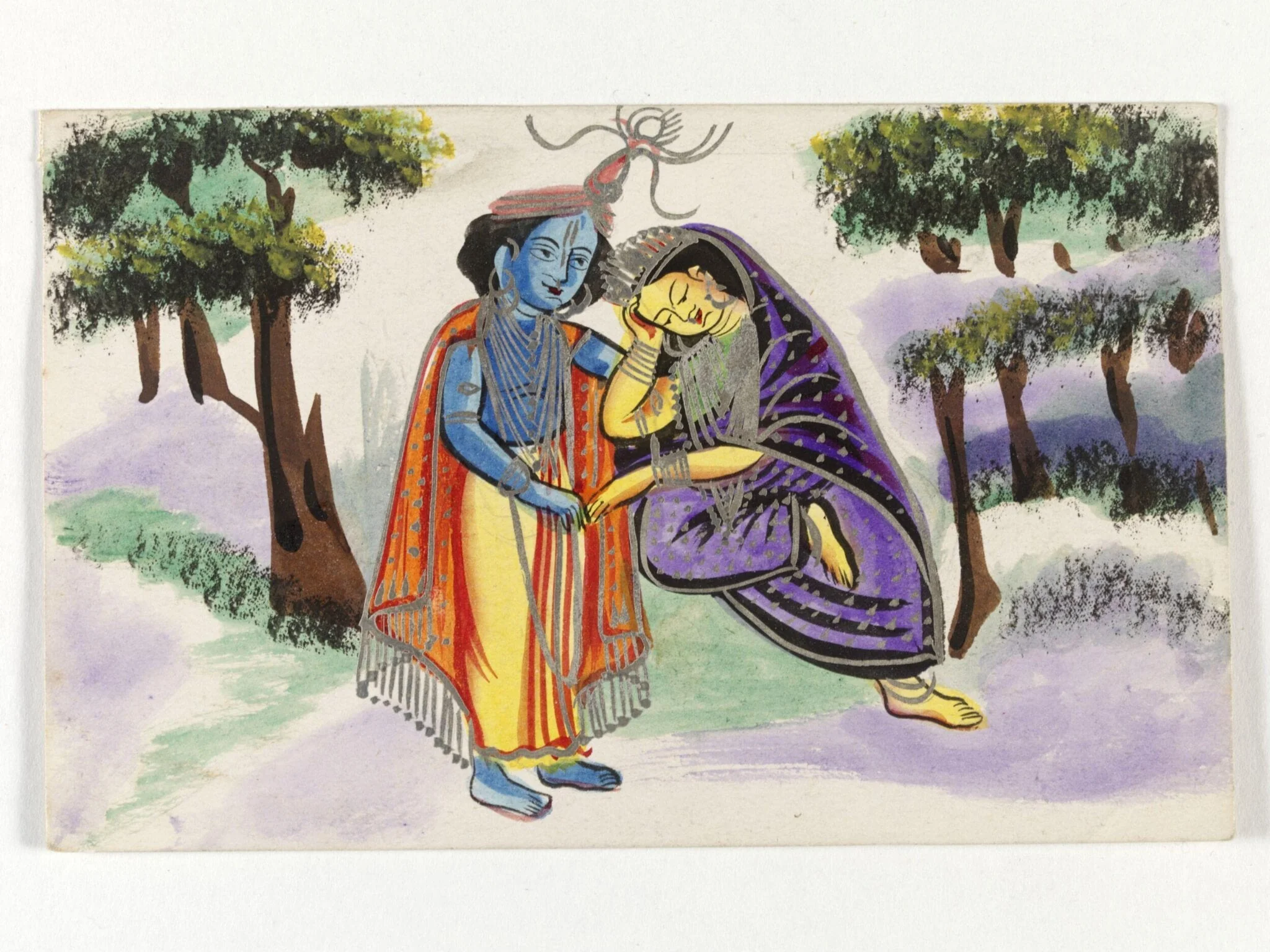 Viraja and Krishna, by Unknown, paint, 1890