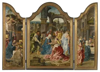 Triptych with the adoration of the magi
