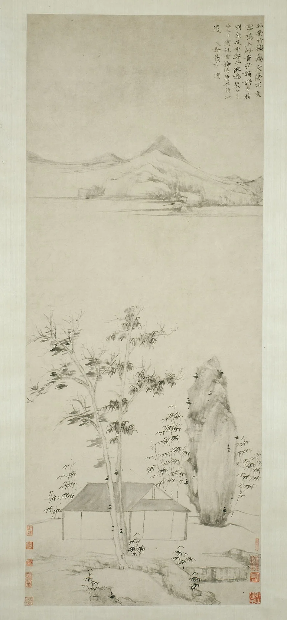Poetic Thoughts in a Forest Pavilion, by Ni Zan, unspecified, 1371