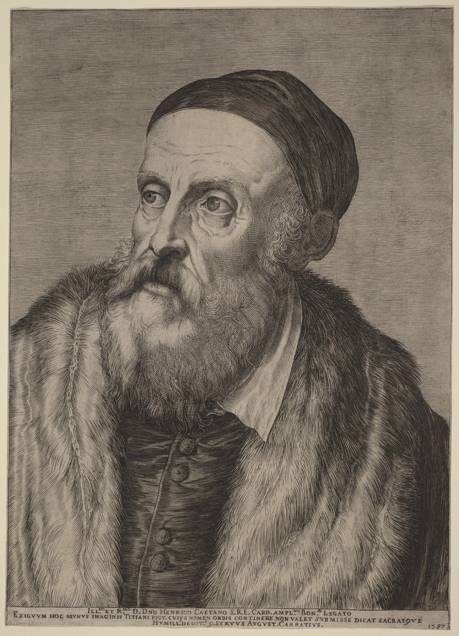 Titian, by Agostino Carracci, ink, 1587