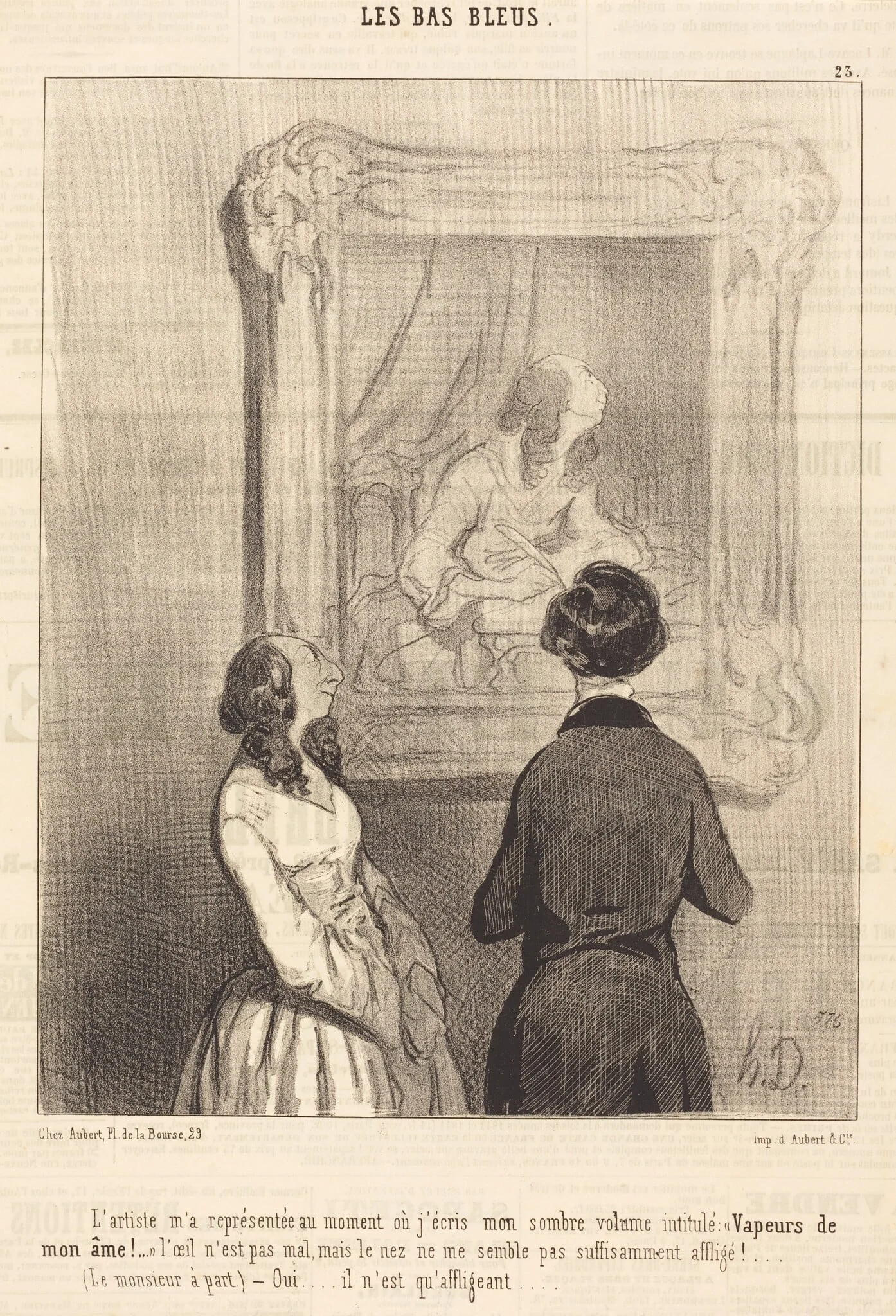 L'Artiste m'a représentée au moment ou j'écris, by Honoré Daumier, ink, 1844